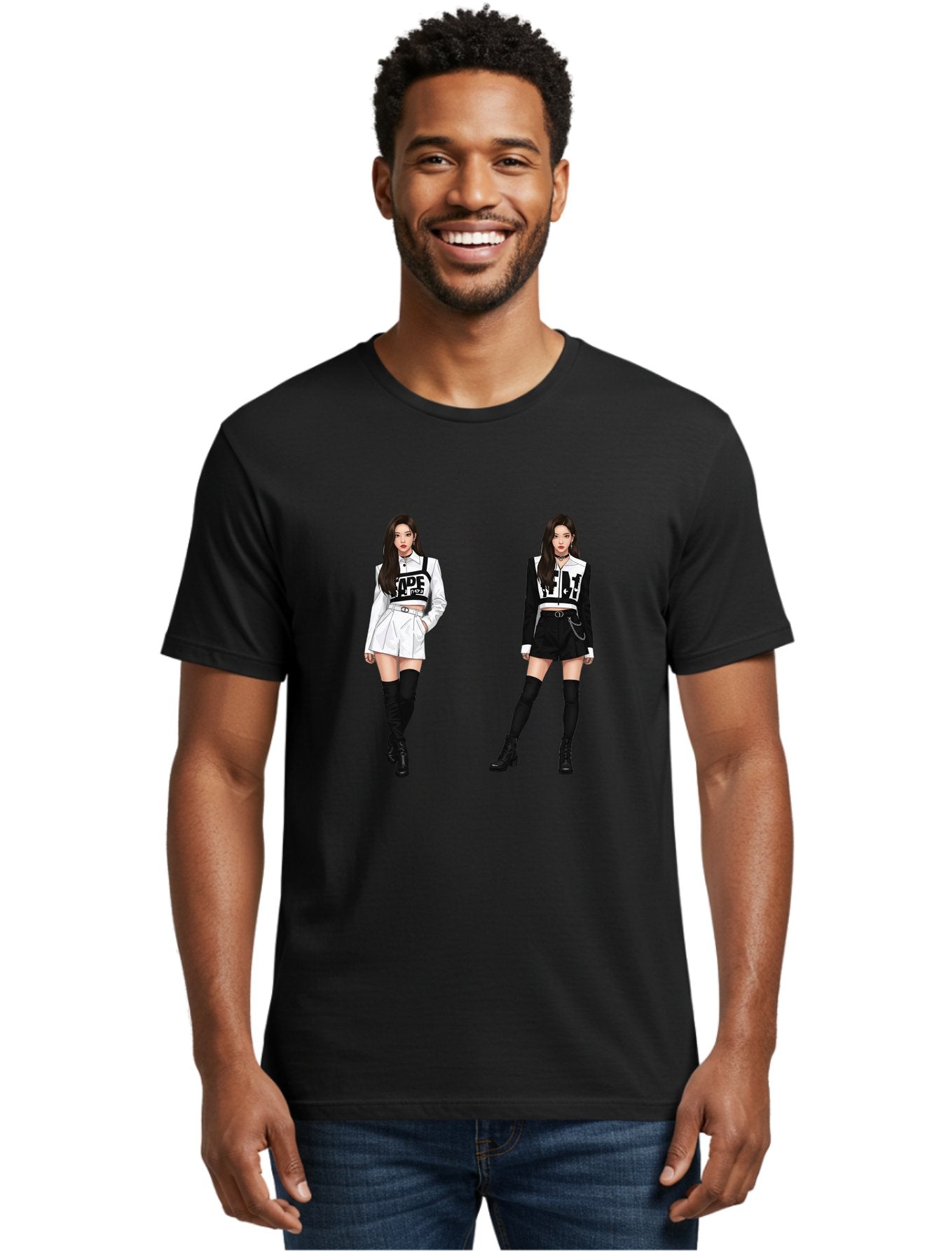 Aape-By-Baperama Men'S Graphic Tee, 100% Cotton, Comfortable Casual Summer Wear, Machine Washable, Fashion Illustration, Aape Clothing, Streetwear Style, Edgy Look, Bold Graphics, Monochrome Aesthetic, High-Contrast Visuals, Long Boots Bab616 20