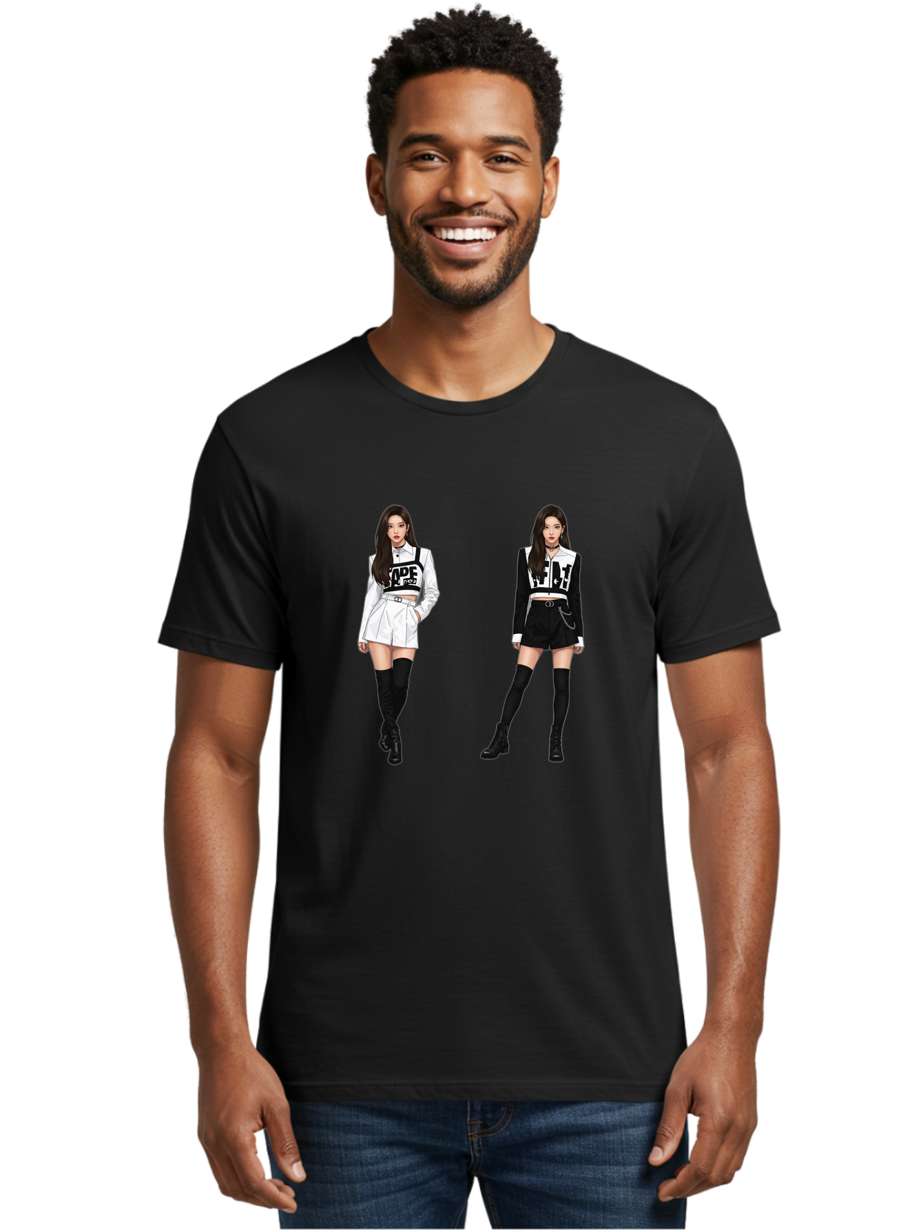 Aape-By-Baperama Men'S Graphic Tee, 100% Cotton, Comfortable Casual Summer Wear, Machine Washable, Fashion Illustration, Aape Clothing, Streetwear Style, Edgy Look, Bold Graphics, Monochrome Aesthetic, High-Contrast Visuals, Long Boots Bab616 30