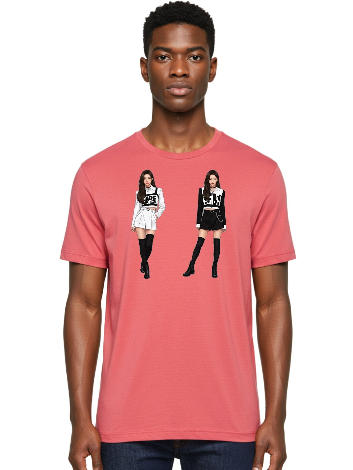 Aape-By-Baperama Men'S Graphic Tee, 100% Cotton, Comfortable Casual Summer Wear, Machine Washable, Fashion Illustration, Aape Clothing, Streetwear Style, Edgy Look, Bold Graphics, Monochrome Aesthetic, High-Contrast Visuals, Long Boots Bab616 27