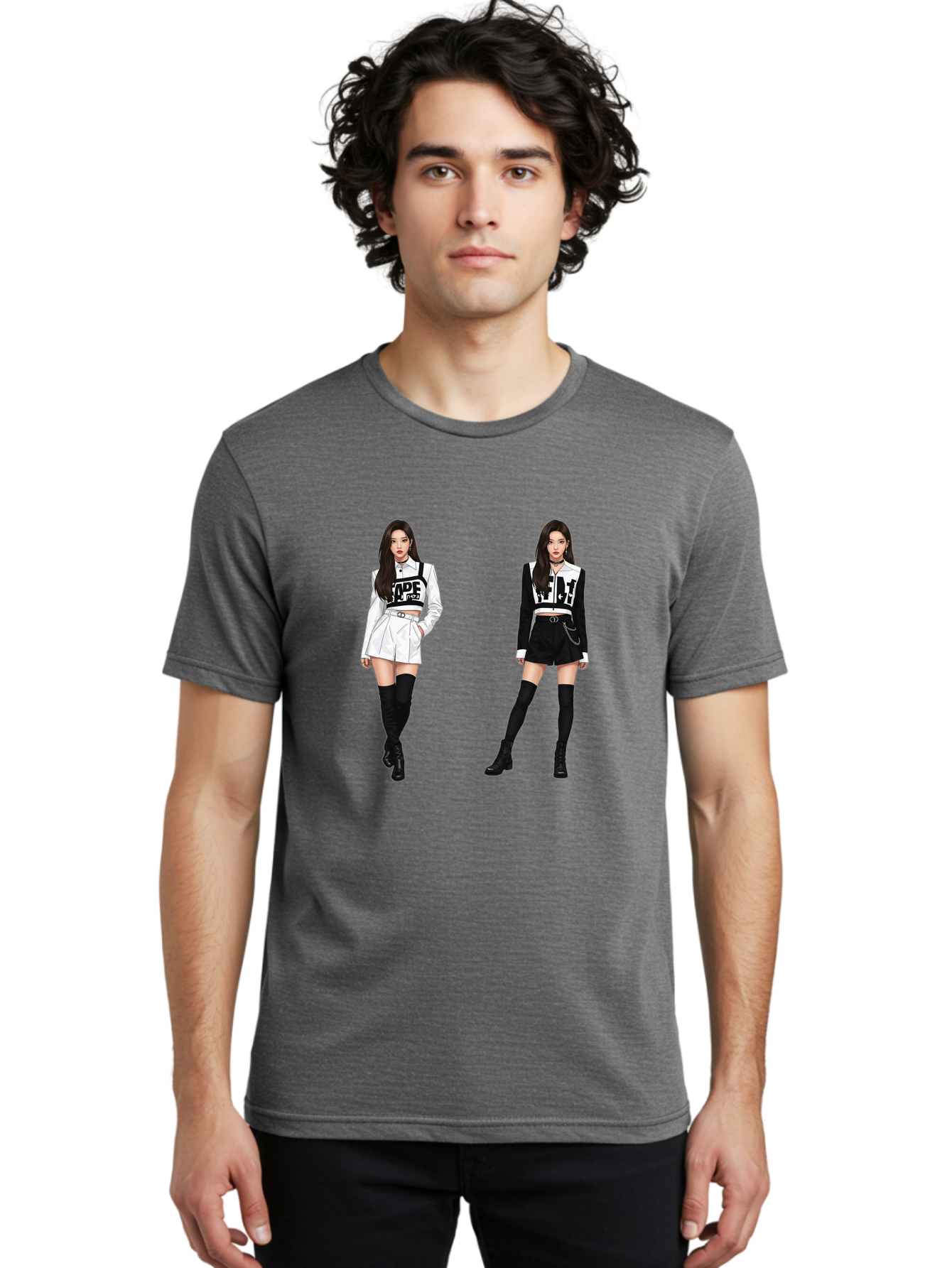 Aape-By-Baperama Men'S Graphic Tee, 100% Cotton, Comfortable Casual Summer Wear, Machine Washable, Fashion Illustration, Aape Clothing, Streetwear Style, Edgy Look, Bold Graphics, Monochrome Aesthetic, High-Contrast Visuals, Long Boots Bab616 24