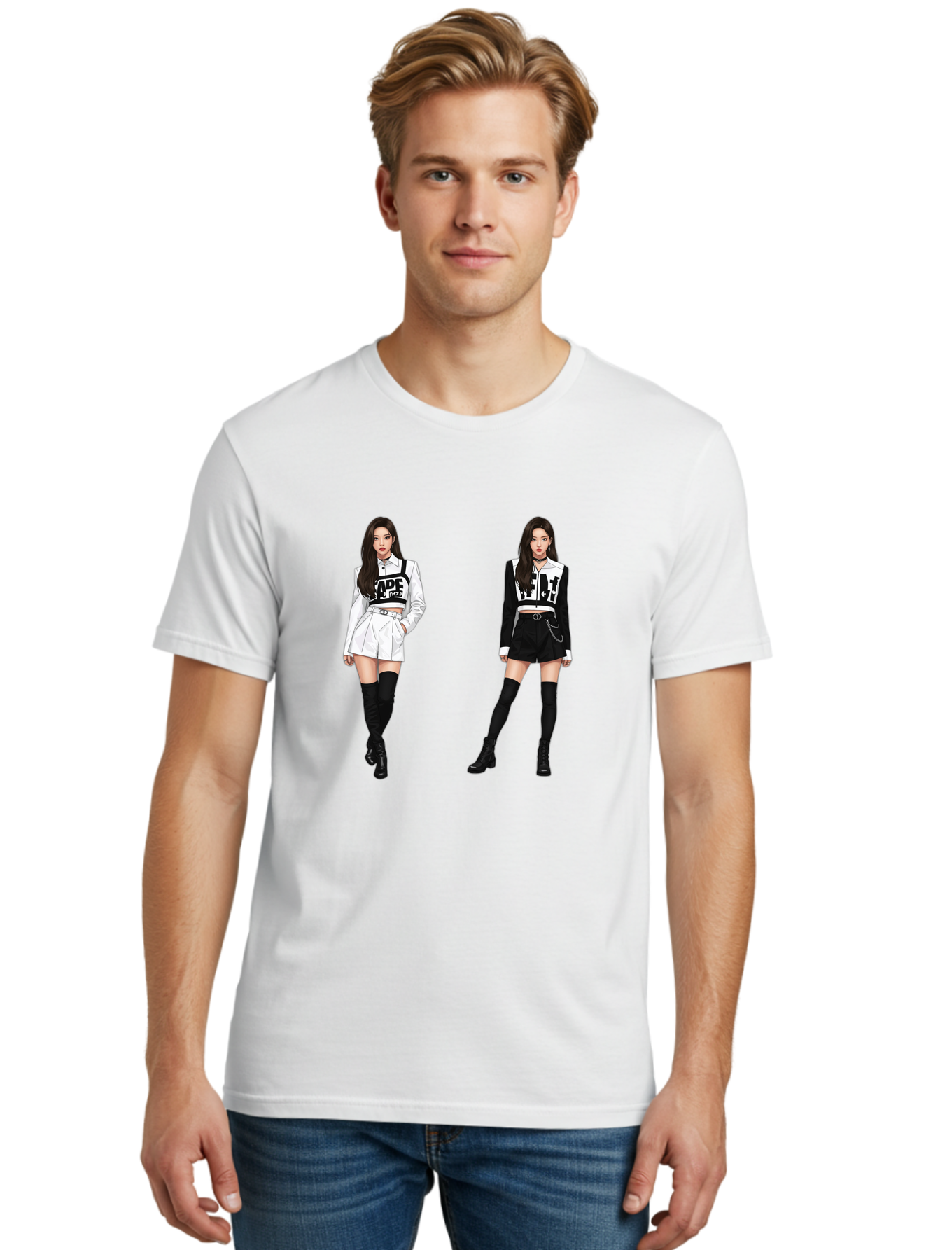 Aape-By-Baperama Men'S Graphic Tee, 100% Cotton, Comfortable Casual Summer Wear, Machine Washable, Fashion Illustration, Aape Clothing, Streetwear Style, Edgy Look, Bold Graphics, Monochrome Aesthetic, High-Contrast Visuals, Long Boots Bab616 16