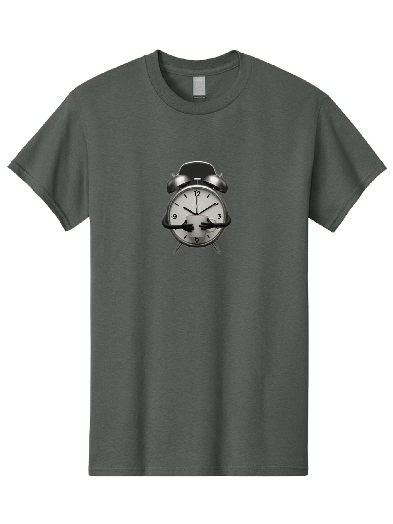 Alarm-Clock Men'S Graphic Tee, 100% Cotton, Comfortable Casual Summer Wear, Machine Washable, Alarm Clock With Hands At 11:30, Retro Style, Classic Design, Simple Analog Clock, Time Keeping, Morning Wake-Up, Black And White Clock Face, Bab618 13