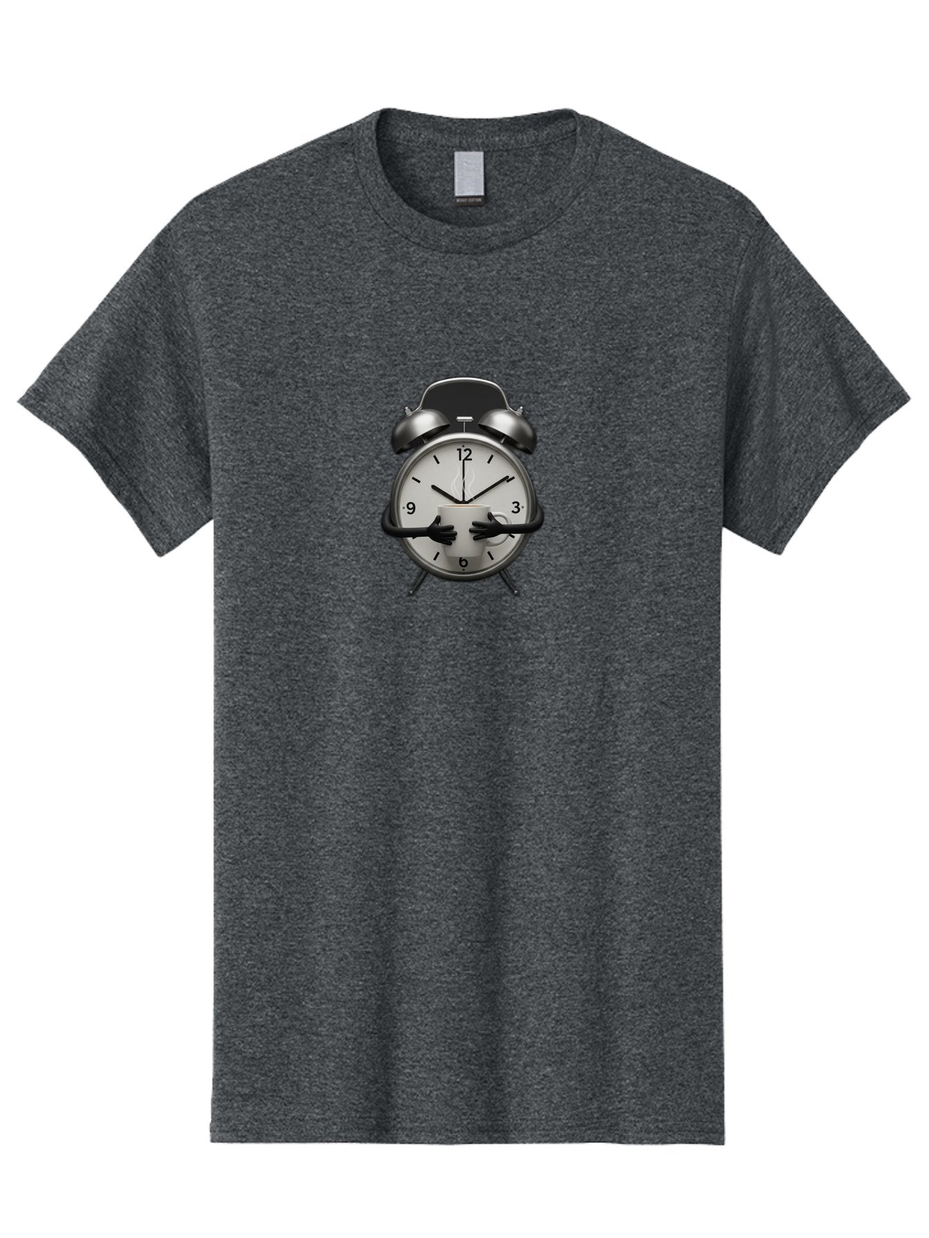 Alarm-Clock Men'S Graphic Tee, 100% Cotton, Comfortable Casual Summer Wear, Machine Washable, Alarm Clock With Hands At 11:30, Retro Style, Classic Design, Simple Analog Clock, Time Keeping, Morning Wake-Up, Black And White Clock Face, Bab618 14