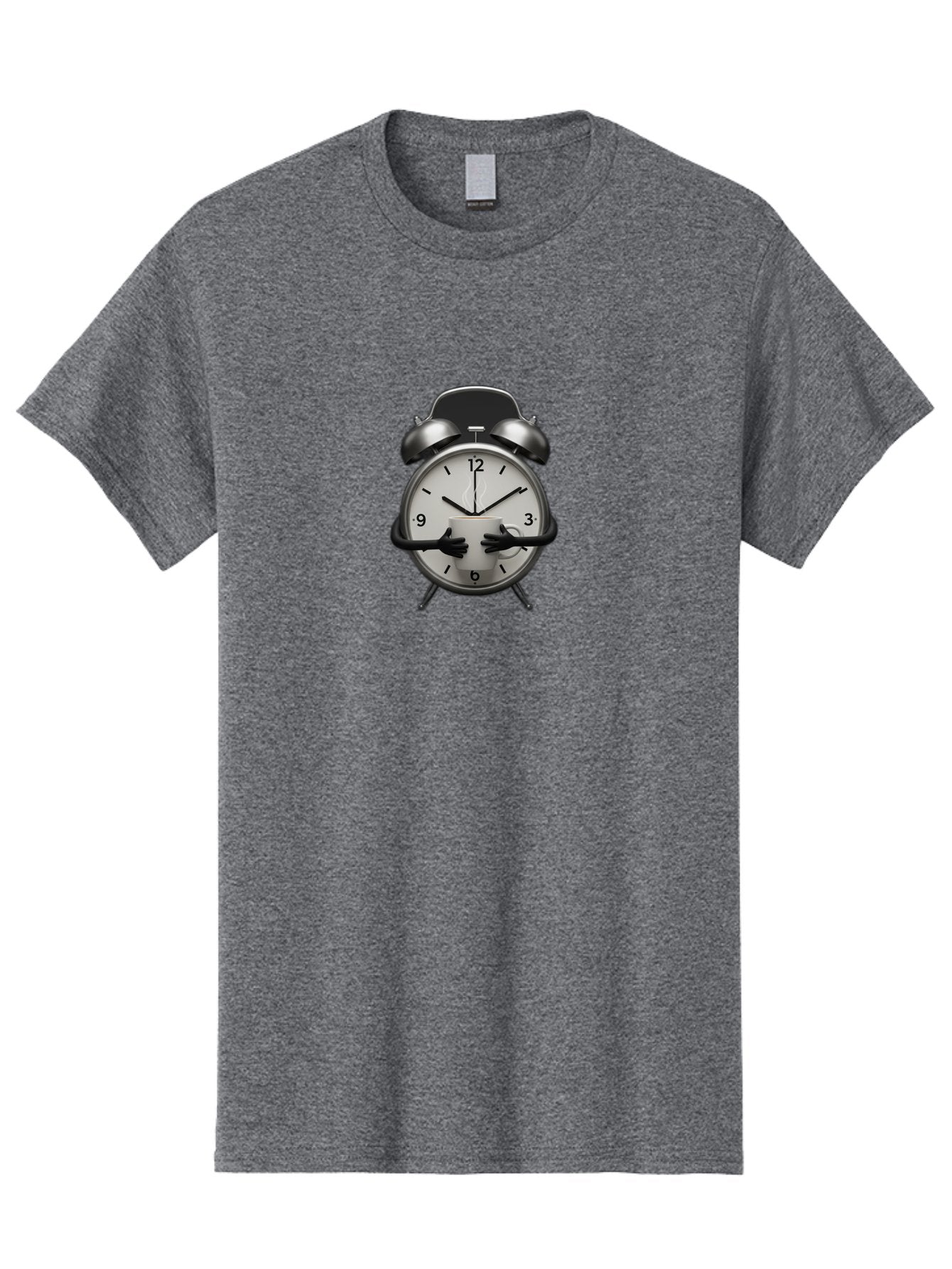 Alarm-Clock Men'S Graphic Tee, 100% Cotton, Comfortable Casual Summer Wear, Machine Washable, Alarm Clock With Hands At 11:30, Retro Style, Classic Design, Simple Analog Clock, Time Keeping, Morning Wake-Up, Black And White Clock Face, Bab618 3
