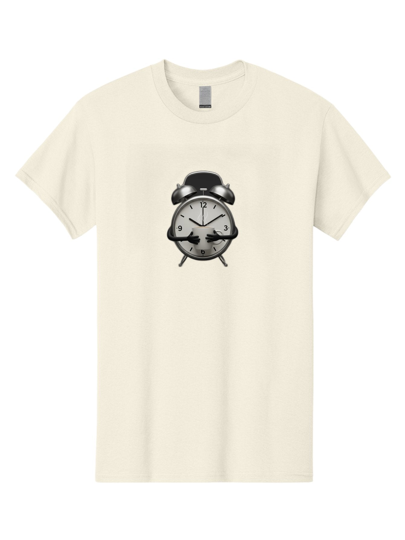 Alarm-Clock Men'S Graphic Tee, 100% Cotton, Comfortable Casual Summer Wear, Machine Washable, Alarm Clock With Hands At 11:30, Retro Style, Classic Design, Simple Analog Clock, Time Keeping, Morning Wake-Up, Black And White Clock Face, Bab618 4