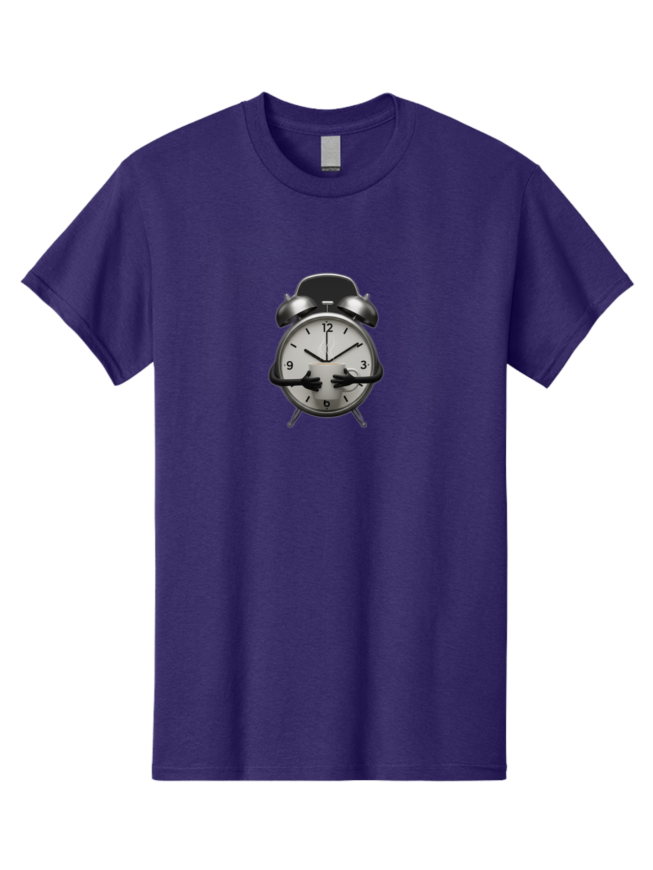 Alarm-Clock Men'S Graphic Tee, 100% Cotton, Comfortable Casual Summer Wear, Machine Washable, Alarm Clock With Hands At 11:30, Retro Style, Classic Design, Simple Analog Clock, Time Keeping, Morning Wake-Up, Black And White Clock Face, Bab618