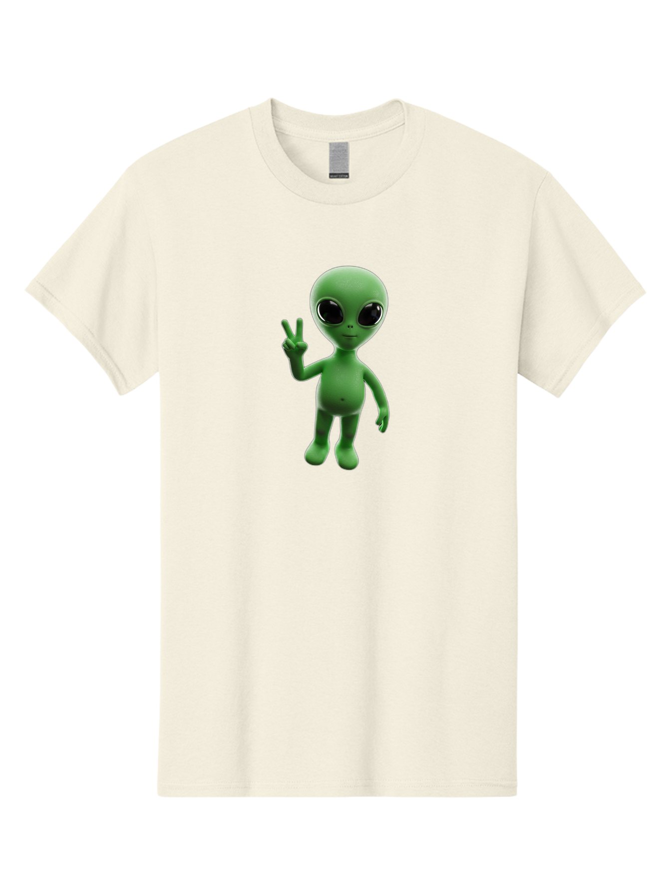 Alien-2 Men'S Graphic Tee, 100% Cotton, Comfortable Casual Summer Wear, Machine Washable, Cartoon Alien, Peace Sign, 3D Rendering, Friendly Gesture, Outer Space Character, Green Skin Tone, Black Eyes, Digital Artwork, Pop Culture Symbol Bab620 7