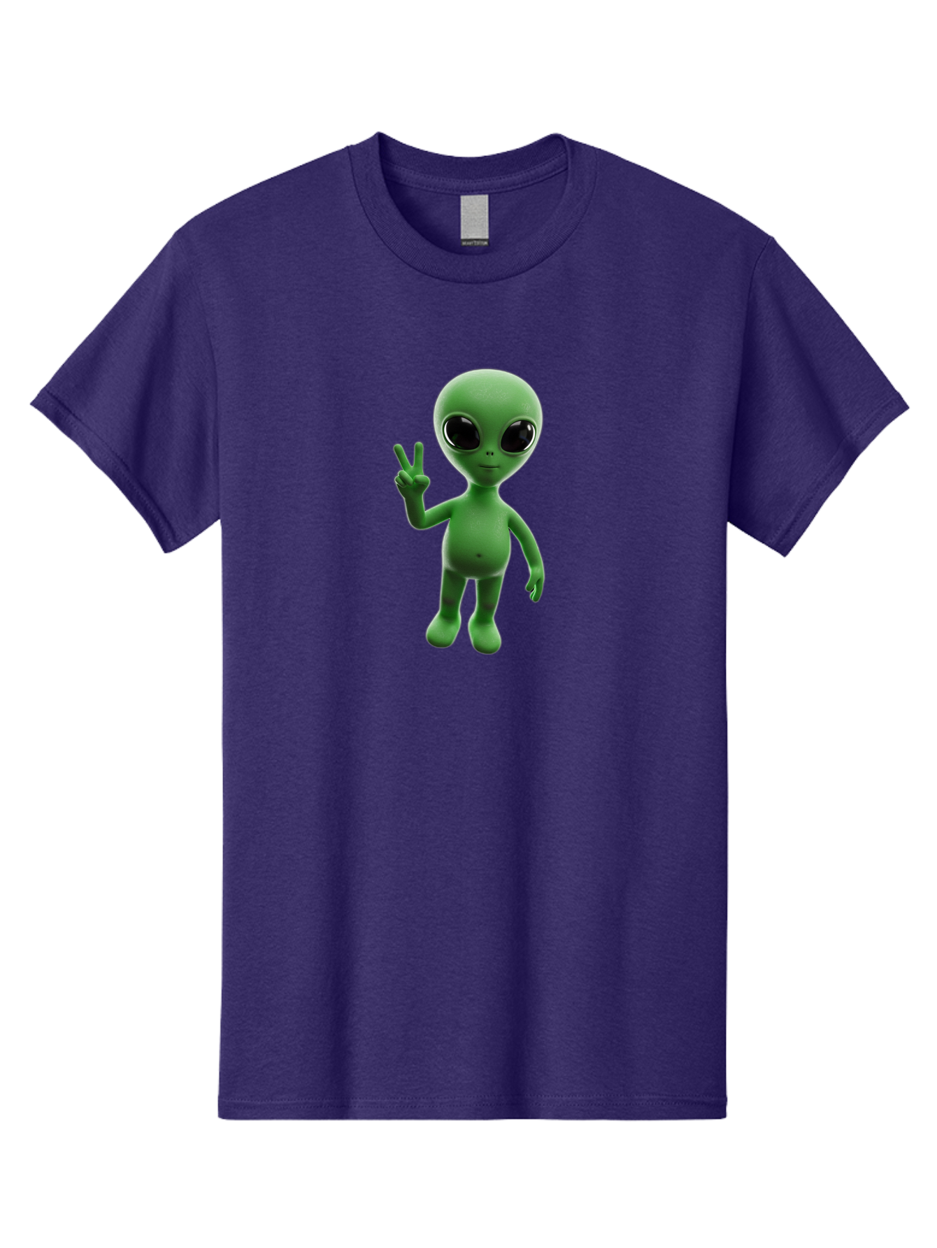 Alien-2 Men'S Graphic Tee, 100% Cotton, Comfortable Casual Summer Wear, Machine Washable, Cartoon Alien, Peace Sign, 3D Rendering, Friendly Gesture, Outer Space Character, Green Skin Tone, Black Eyes, Digital Artwork, Pop Culture Symbol Bab620 10