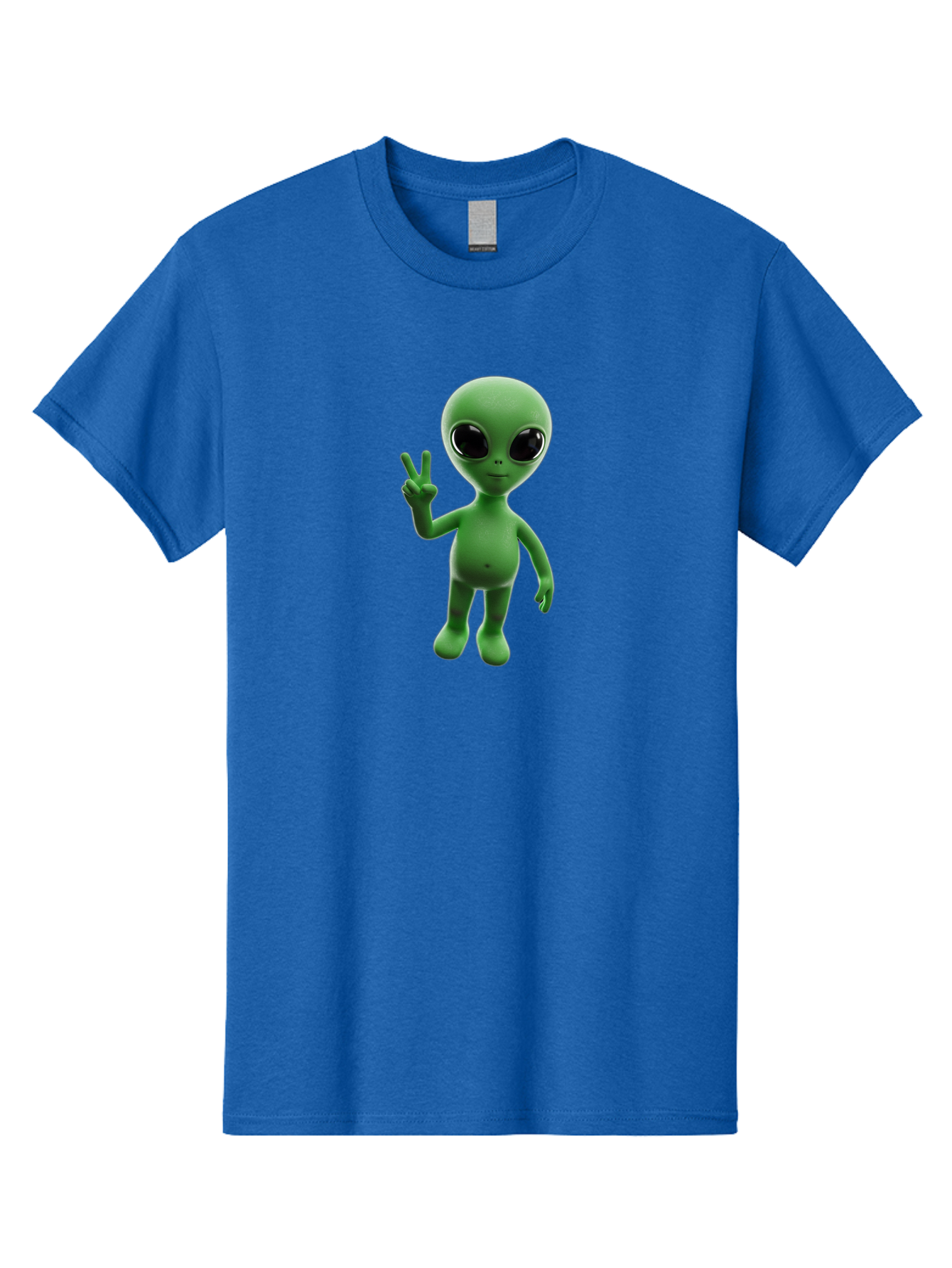 Alien-2 Men'S Graphic Tee, 100% Cotton, Comfortable Casual Summer Wear, Machine Washable, Cartoon Alien, Peace Sign, 3D Rendering, Friendly Gesture, Outer Space Character, Green Skin Tone, Black Eyes, Digital Artwork, Pop Culture Symbol Bab620 8