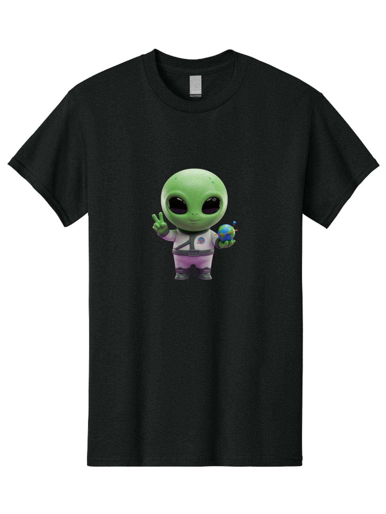 Alien-Astronaut Men'S Graphic Tee, 100% Cotton, Comfortable Casual Summer Wear, Machine Washable, Cartoon Alien, Astronaut Costume, Peace Sign, Earth Globe, Space Exploration, Friendly Extraterrestrial, Sci-Fi Character, Bab621 10