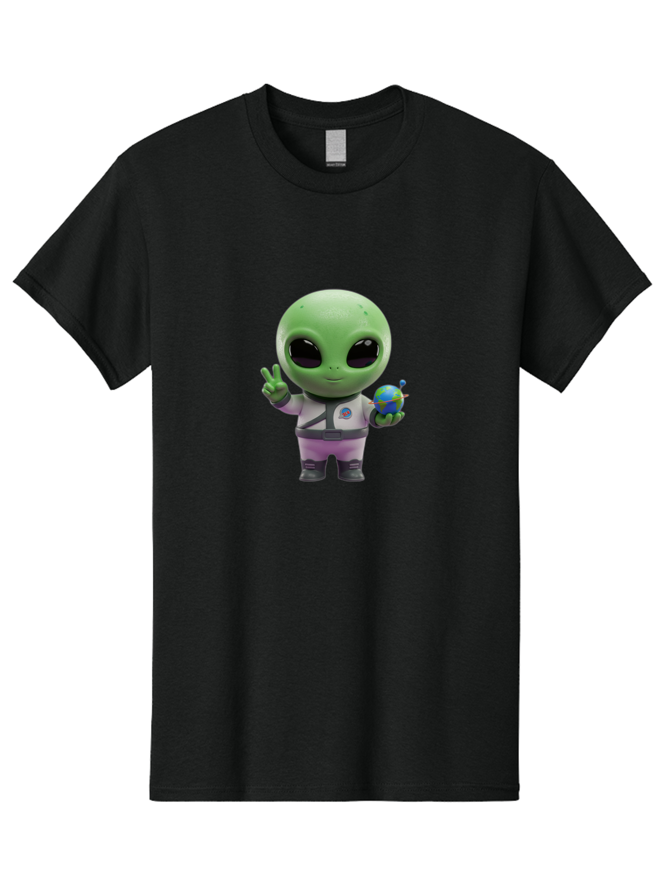 Alien-Astronaut Men'S Graphic Tee, 100% Cotton, Comfortable Casual Summer Wear, Machine Washable, Cartoon Alien, Astronaut Costume, Peace Sign, Earth Globe, Space Exploration, Friendly Extraterrestrial, Sci-Fi Character, Bab621 14