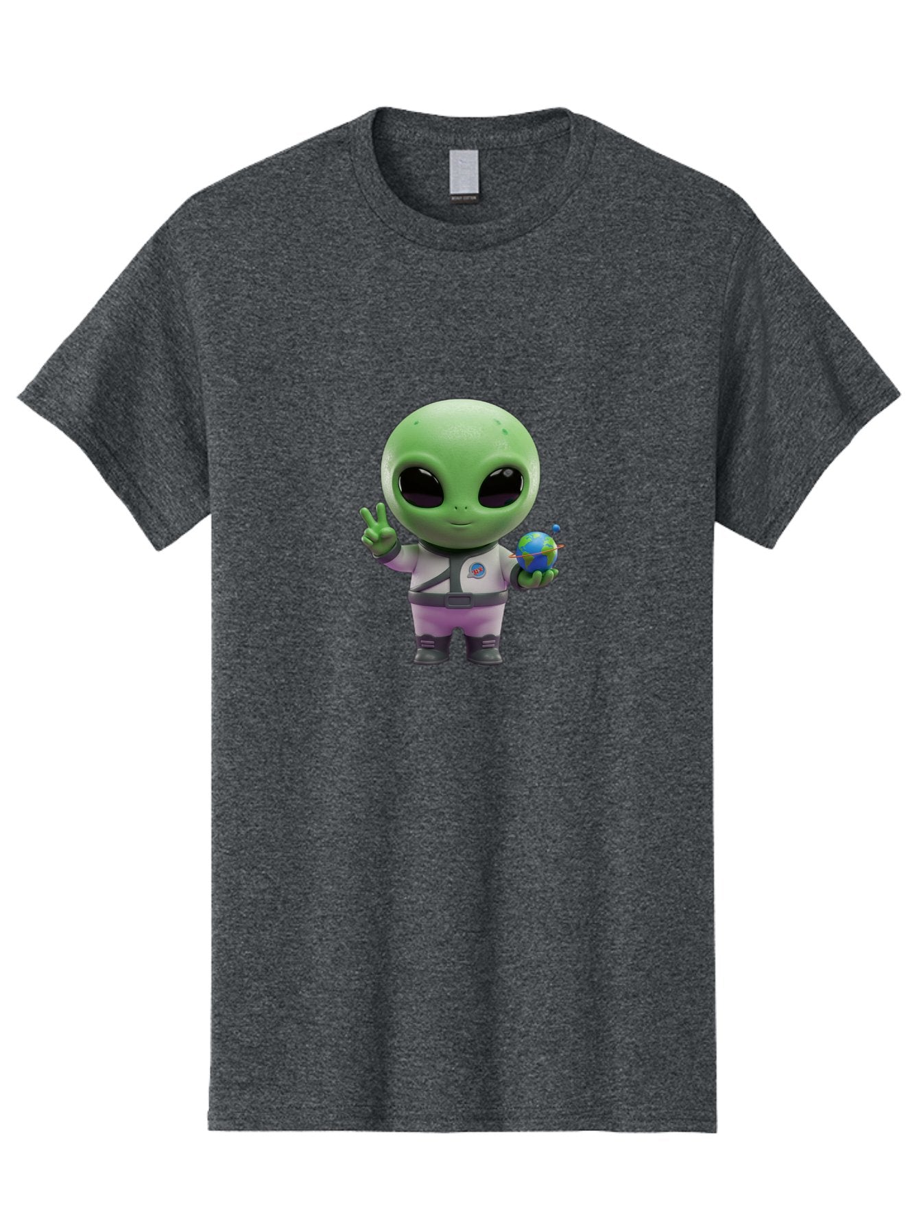 Alien-Astronaut Men'S Graphic Tee, 100% Cotton, Comfortable Casual Summer Wear, Machine Washable, Cartoon Alien, Astronaut Costume, Peace Sign, Earth Globe, Space Exploration, Friendly Extraterrestrial, Sci-Fi Character, Bab621 8