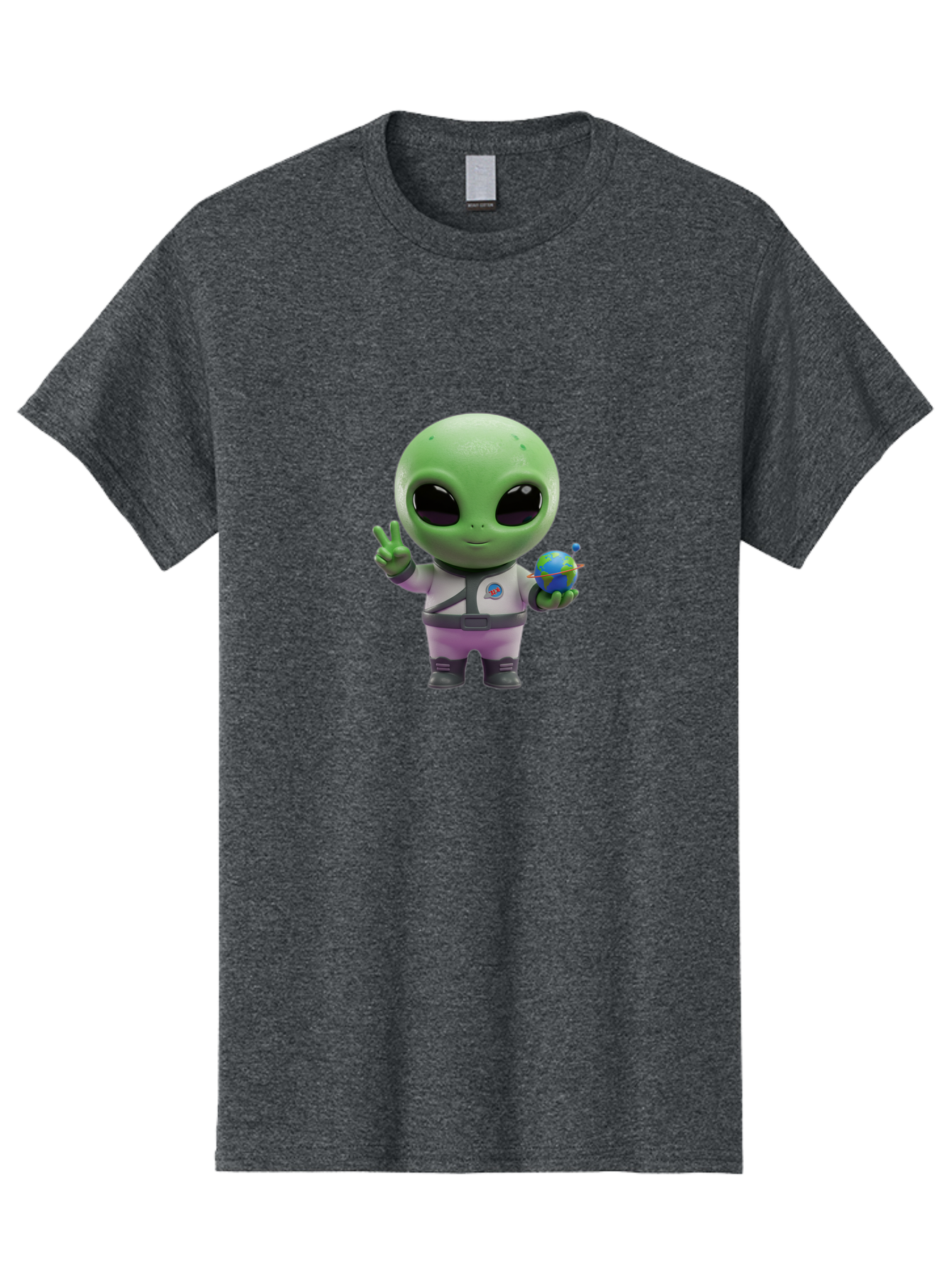 Alien-Astronaut Men'S Graphic Tee, 100% Cotton, Comfortable Casual Summer Wear, Machine Washable, Cartoon Alien, Astronaut Costume, Peace Sign, Earth Globe, Space Exploration, Friendly Extraterrestrial, Sci-Fi Character, Bab621 6