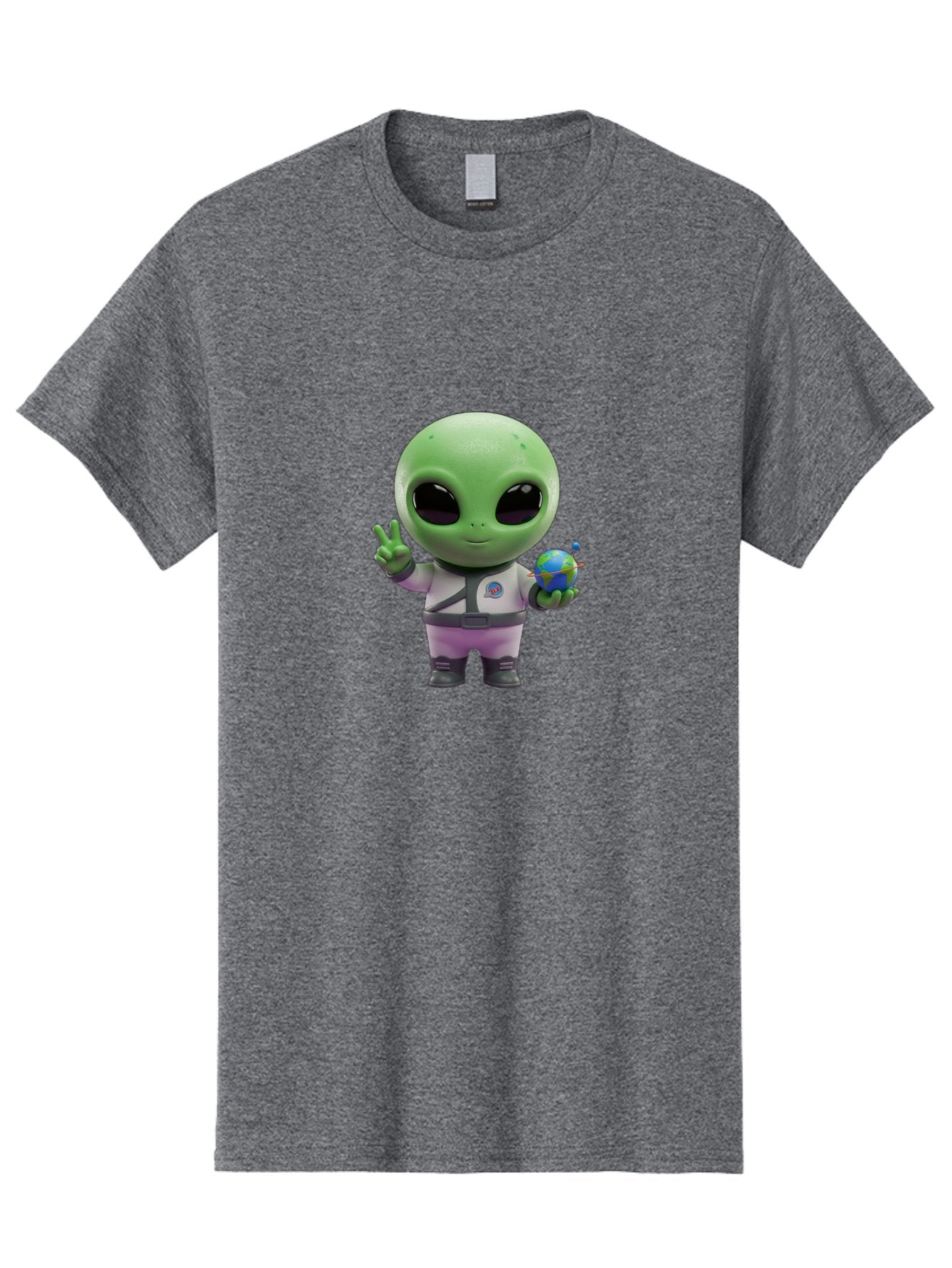 Alien-Astronaut Men'S Graphic Tee, 100% Cotton, Comfortable Casual Summer Wear, Machine Washable, Cartoon Alien, Astronaut Costume, Peace Sign, Earth Globe, Space Exploration, Friendly Extraterrestrial, Sci-Fi Character, Bab621 14