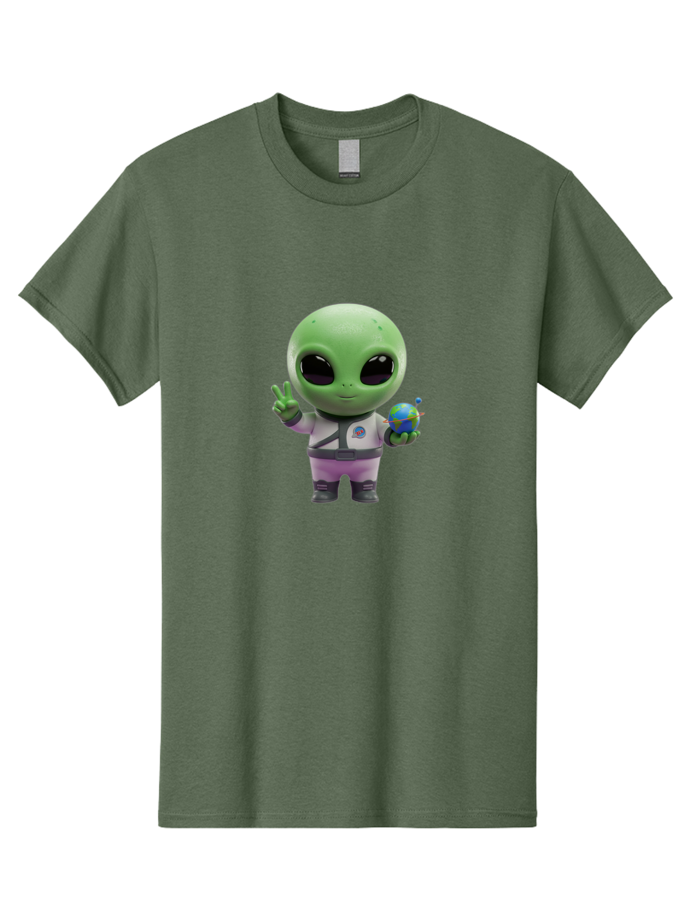 Alien-Astronaut Men'S Graphic Tee, 100% Cotton, Comfortable Casual Summer Wear, Machine Washable, Cartoon Alien, Astronaut Costume, Peace Sign, Earth Globe, Space Exploration, Friendly Extraterrestrial, Sci-Fi Character, Bab621 10