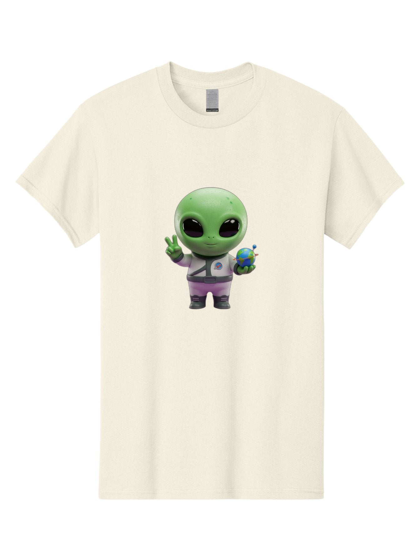 Alien-Astronaut Men'S Graphic Tee, 100% Cotton, Comfortable Casual Summer Wear, Machine Washable, Cartoon Alien, Astronaut Costume, Peace Sign, Earth Globe, Space Exploration, Friendly Extraterrestrial, Sci-Fi Character, Bab621 6