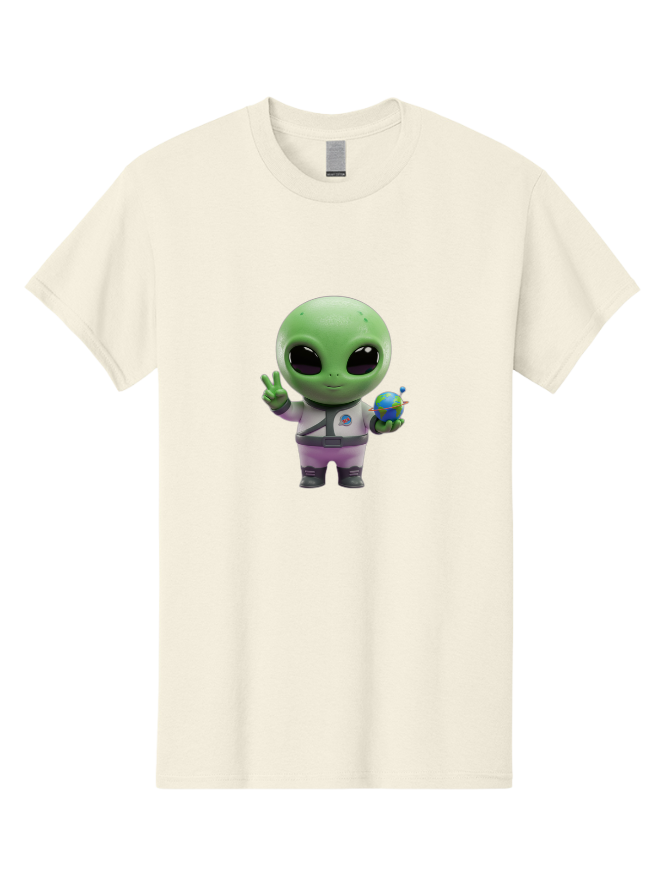 Alien-Astronaut Men'S Graphic Tee, 100% Cotton, Comfortable Casual Summer Wear, Machine Washable, Cartoon Alien, Astronaut Costume, Peace Sign, Earth Globe, Space Exploration, Friendly Extraterrestrial, Sci-Fi Character, Bab621 7