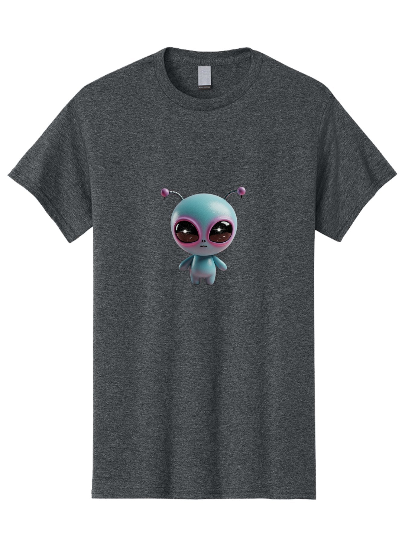 Alien-Character Men'S Graphic Tee, 100% Cotton, Comfortable Casual Summer Wear, Machine Washable, Cartoon Alien, Pastel Colors, Cute Design, Big Eyes, Smiling Face, Antennae, 3D Illustration, Quirky Character, Futuristic Being, Playful Vibe, Bab623 11