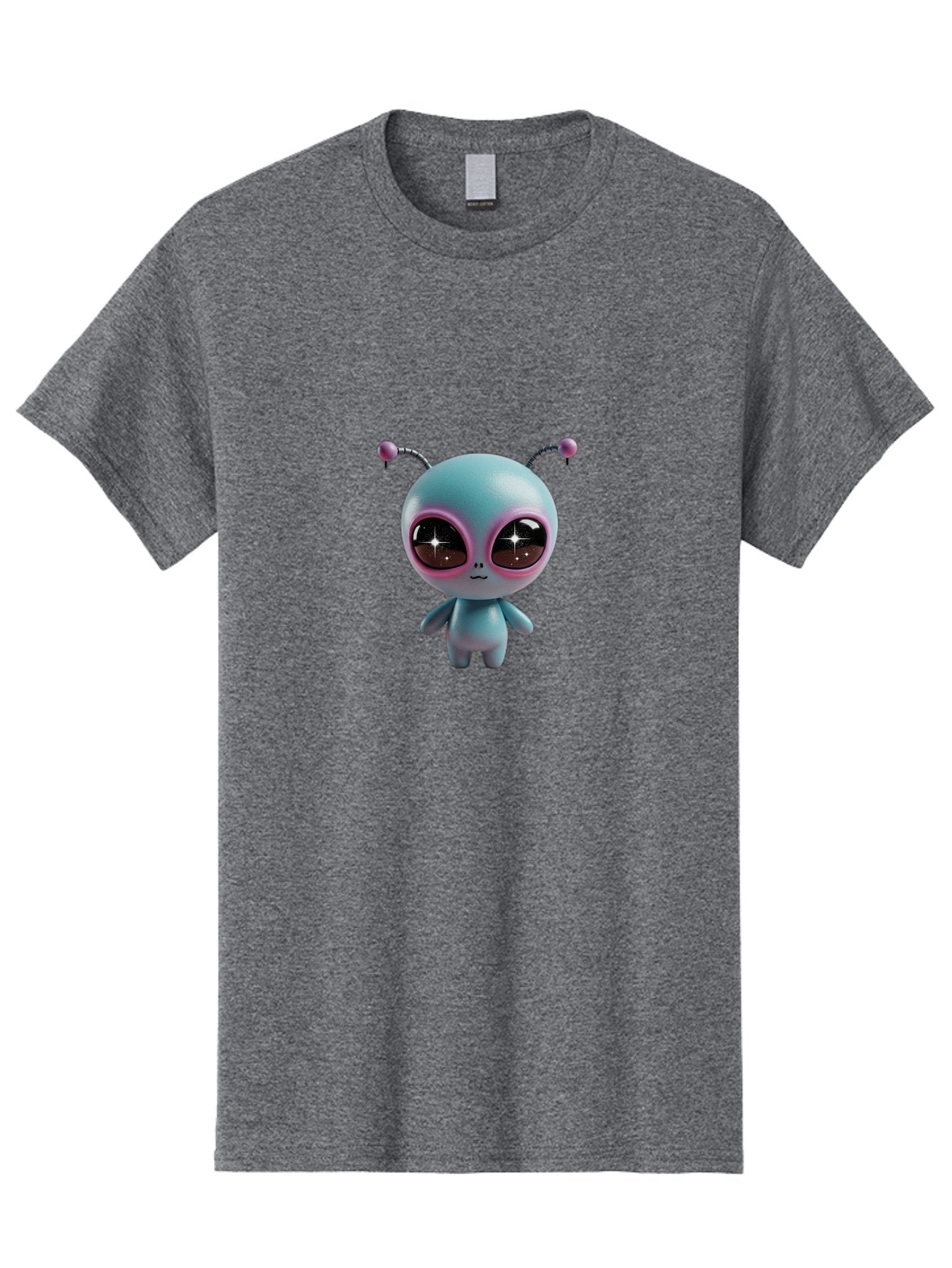 Alien-Character Men'S Graphic Tee, 100% Cotton, Comfortable Casual Summer Wear, Machine Washable, Cartoon Alien, Pastel Colors, Cute Design, Big Eyes, Smiling Face, Antennae, 3D Illustration, Quirky Character, Futuristic Being, Playful Vibe, Bab623 10