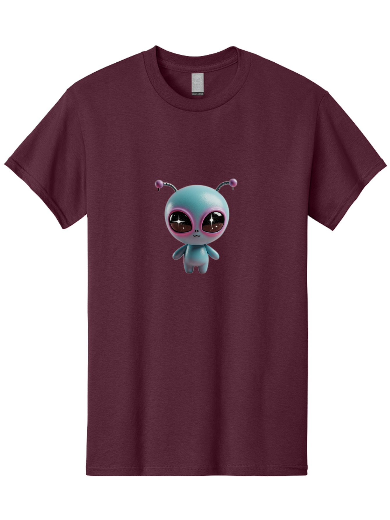 Alien-Character Men'S Graphic Tee, 100% Cotton, Comfortable Casual Summer Wear, Machine Washable, Cartoon Alien, Pastel Colors, Cute Design, Big Eyes, Smiling Face, Antennae, 3D Illustration, Quirky Character, Futuristic Being, Playful Vibe, Bab623 7