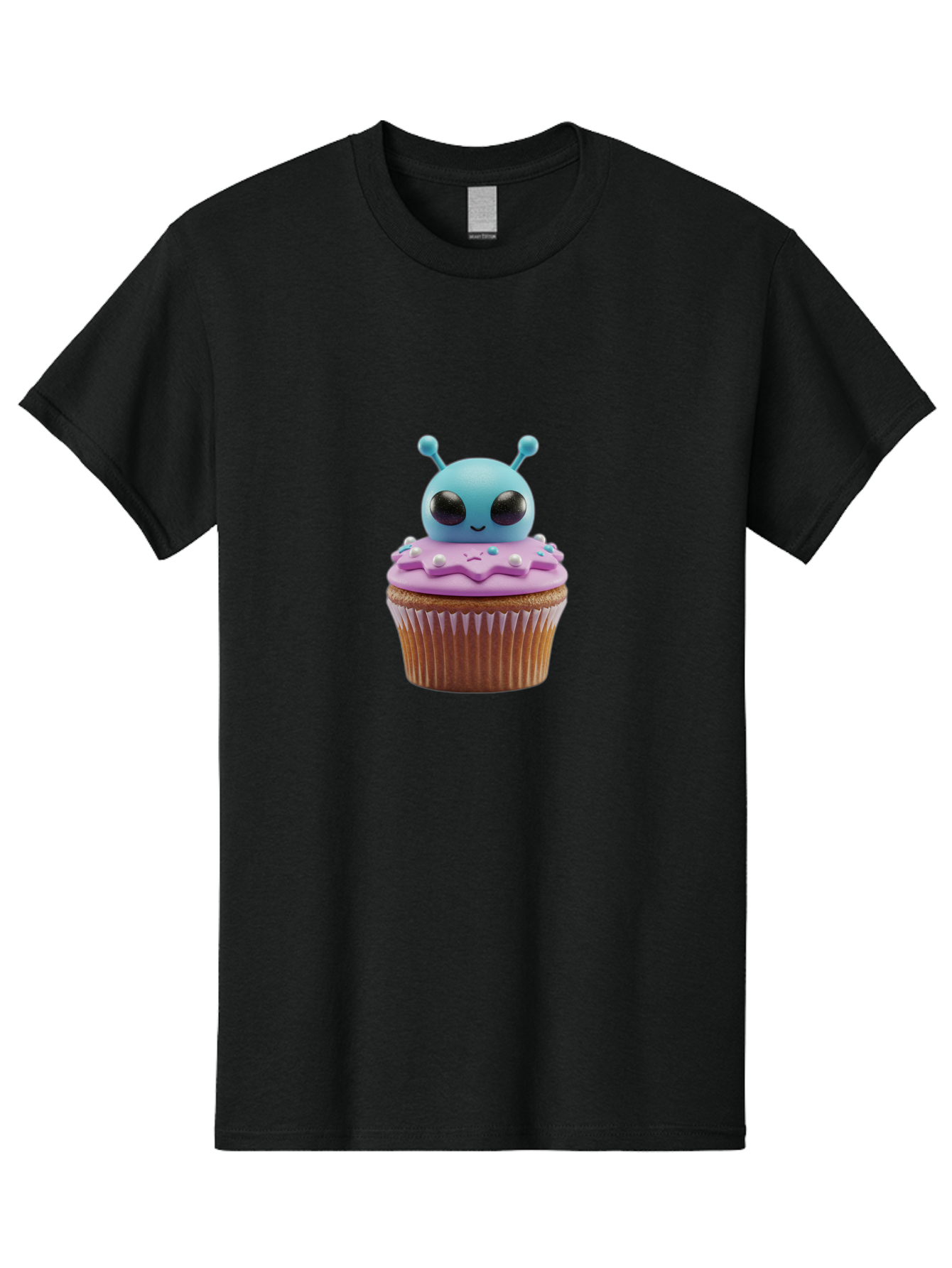 Alien-Cupcake Men'S Graphic Tee, 100% Cotton, Comfortable Casual Summer Wear, Machine Washable, Blue Alien On Top Of Cupcake, Pastel Colors, Whimsical Design, Sweet Treats, Fondant Decoration, Colorful Sprinkles, Dessert Art, Creative Baking Bab625 10
