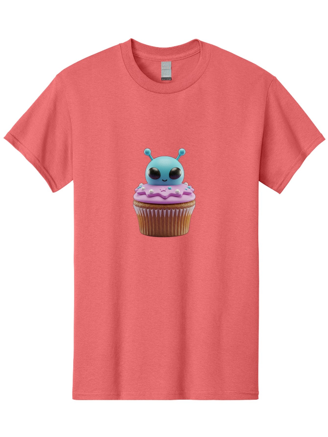 Alien-Cupcake Men'S Graphic Tee, 100% Cotton, Comfortable Casual Summer Wear, Machine Washable, Blue Alien On Top Of Cupcake, Pastel Colors, Whimsical Design, Sweet Treats, Fondant Decoration, Colorful Sprinkles, Dessert Art, Creative Baking Bab625 11