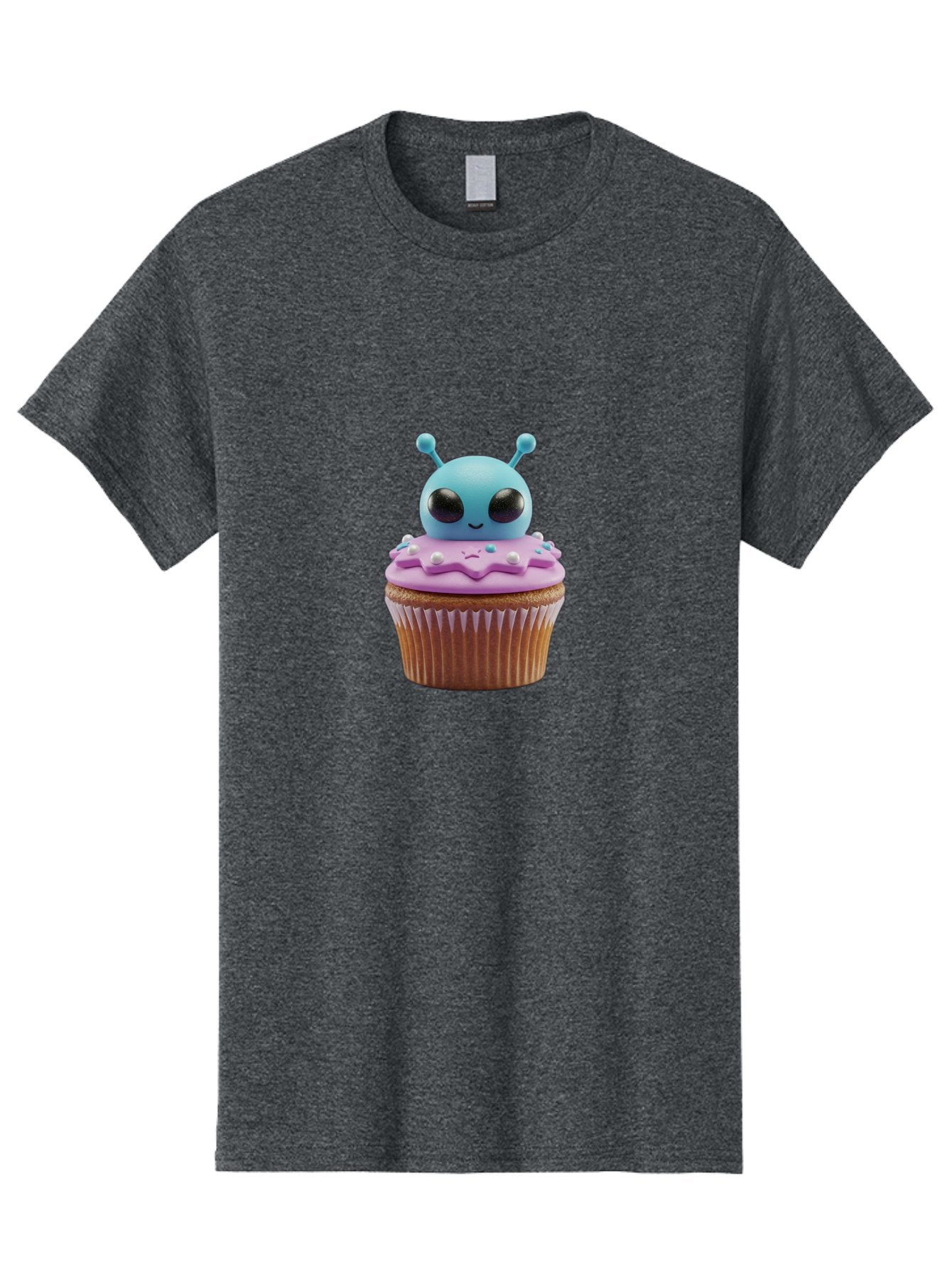 Alien-Cupcake Men'S Graphic Tee, 100% Cotton, Comfortable Casual Summer Wear, Machine Washable, Blue Alien On Top Of Cupcake, Pastel Colors, Whimsical Design, Sweet Treats, Fondant Decoration, Colorful Sprinkles, Dessert Art, Creative Baking Bab625 6