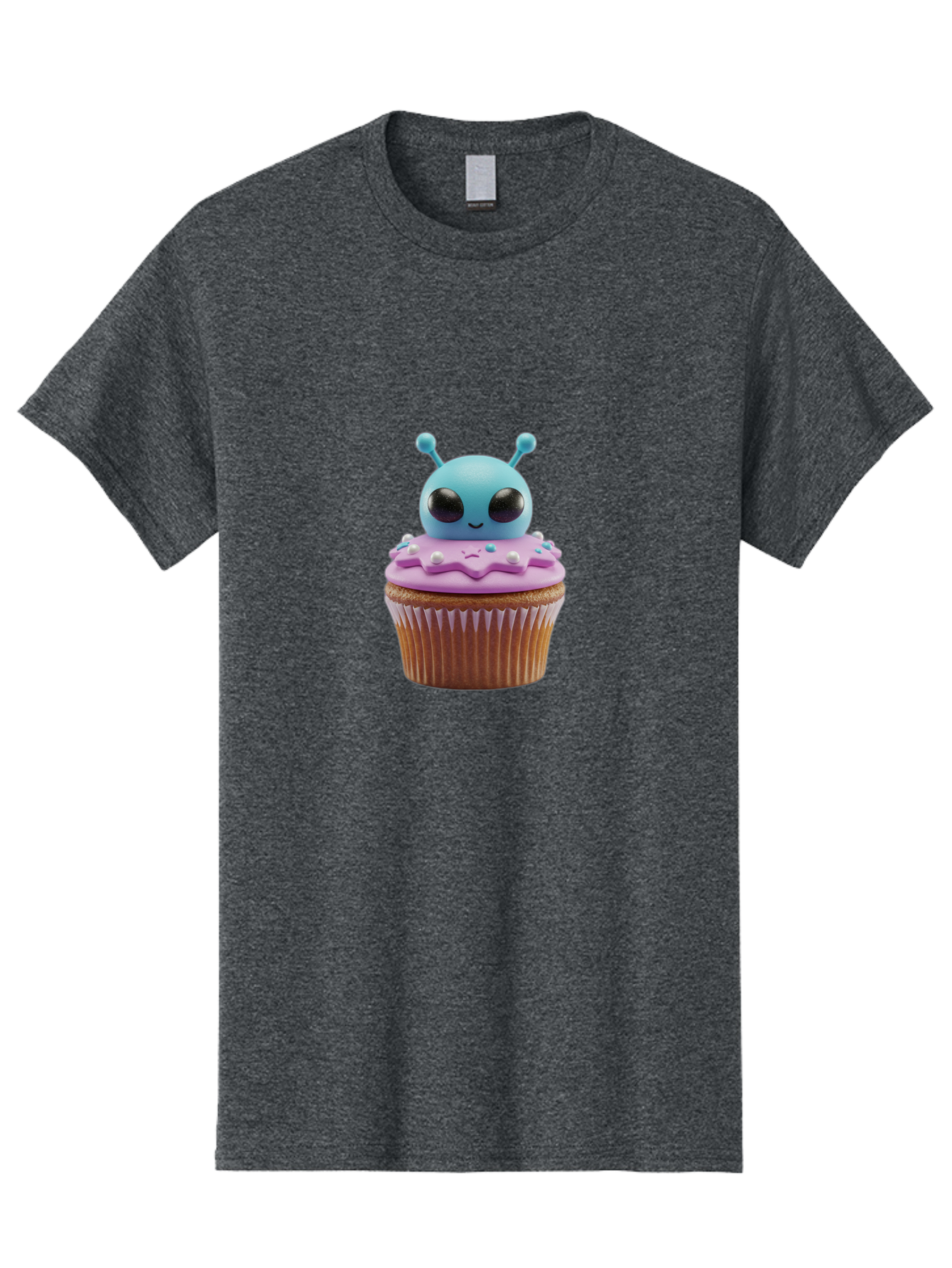 Alien-Cupcake Men'S Graphic Tee, 100% Cotton, Comfortable Casual Summer Wear, Machine Washable, Blue Alien On Top Of Cupcake, Pastel Colors, Whimsical Design, Sweet Treats, Fondant Decoration, Colorful Sprinkles, Dessert Art, Creative Baking Bab625 7