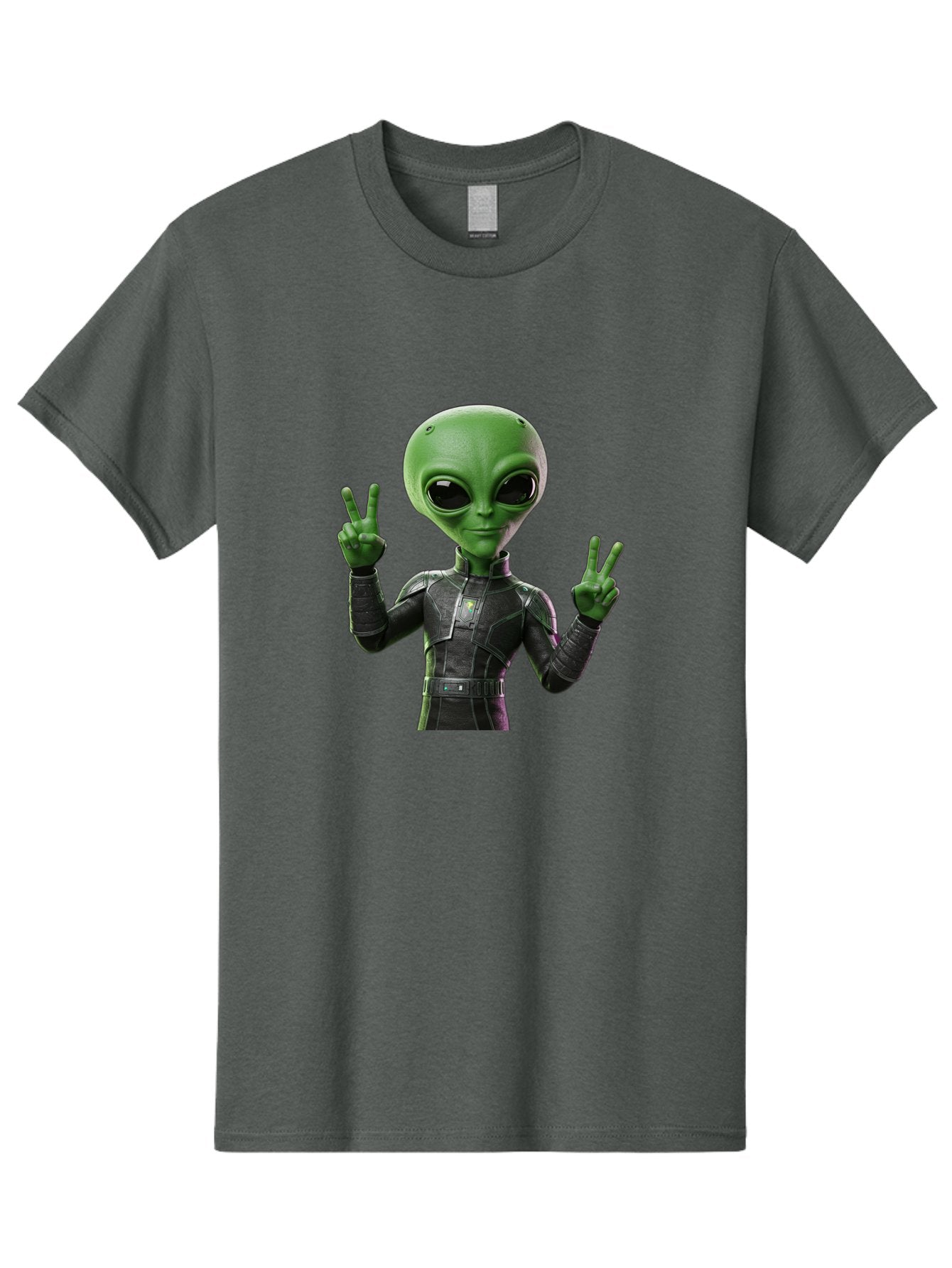 Alien-Peace-Sign-1 Men'S Graphic Tee, 100% Cotton, Comfortable Casual Summer Wear, Machine Washable, Alien Character, Peace Sign Gesture, Extraterrestrial Being, Futuristic Attire, Sci-Fi Design, Friendly Demeanor, Funny Face, V Sign, Bab630 5