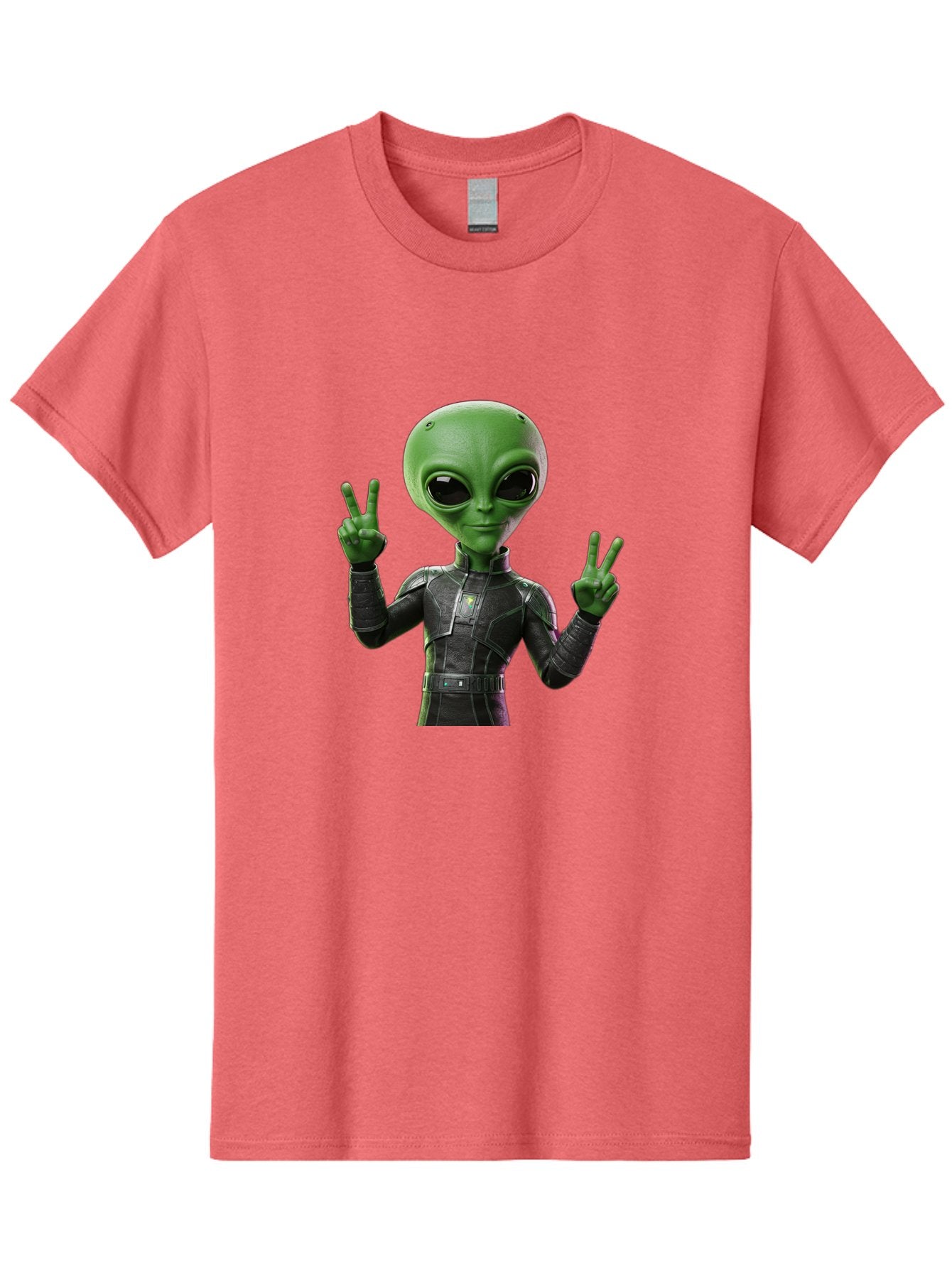 Alien-Peace-Sign-1 Men'S Graphic Tee, 100% Cotton, Comfortable Casual Summer Wear, Machine Washable, Alien Character, Peace Sign Gesture, Extraterrestrial Being, Futuristic Attire, Sci-Fi Design, Friendly Demeanor, Funny Face, V Sign, Bab630 3