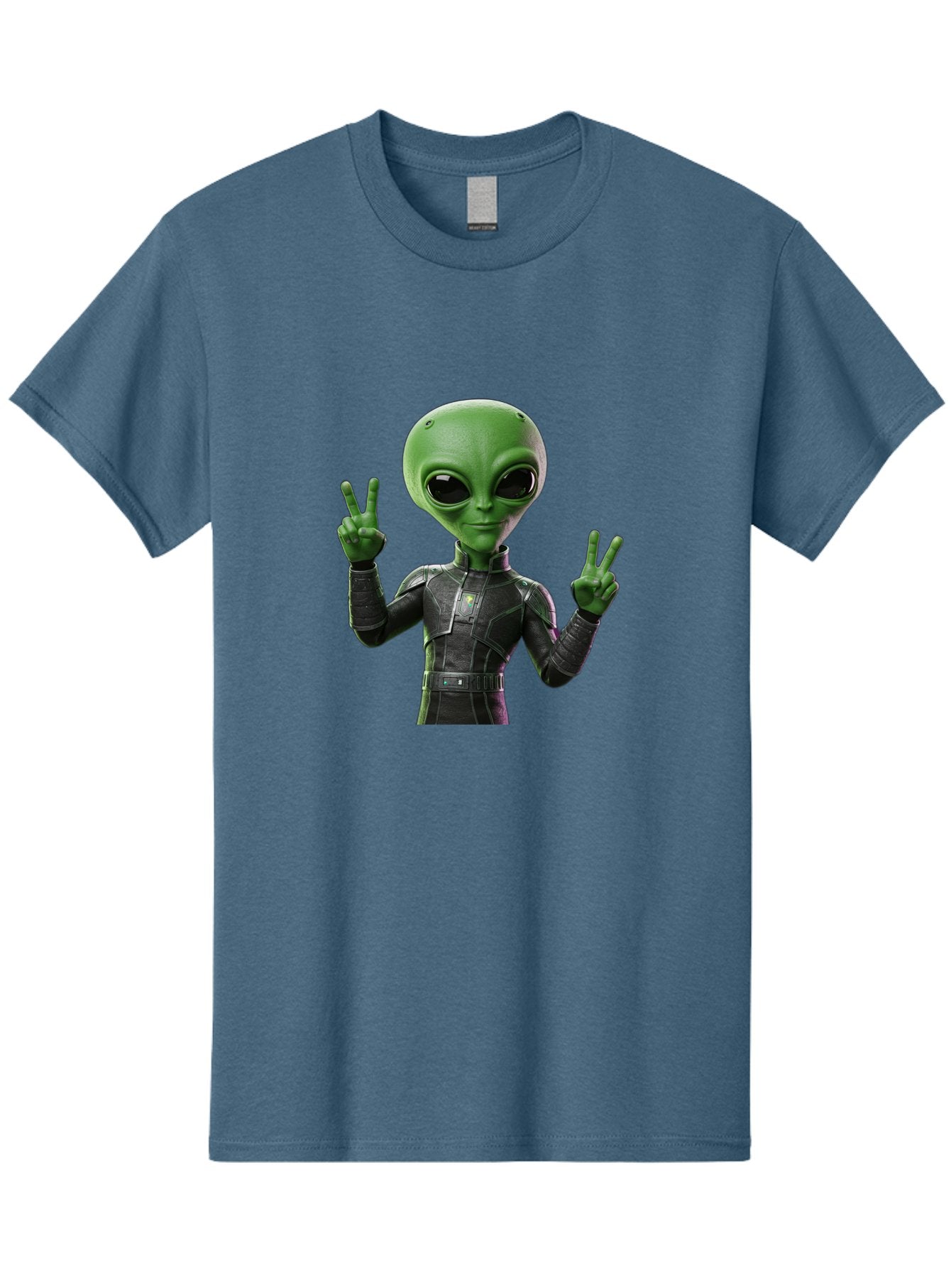 Alien-Peace-Sign-1 Men'S Graphic Tee, 100% Cotton, Comfortable Casual Summer Wear, Machine Washable, Alien Character, Peace Sign Gesture, Extraterrestrial Being, Futuristic Attire, Sci-Fi Design, Friendly Demeanor, Funny Face, V Sign, Bab630 6