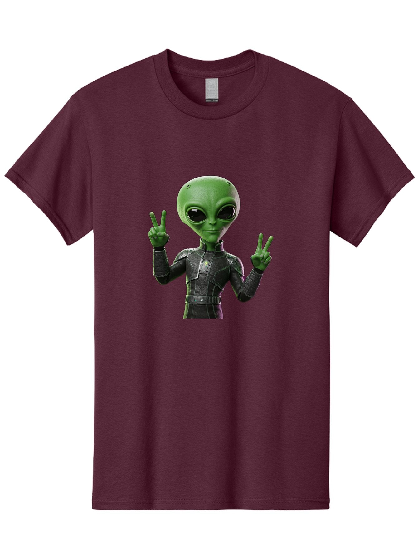 Alien-Peace-Sign-1 Men'S Graphic Tee, 100% Cotton, Comfortable Casual Summer Wear, Machine Washable, Alien Character, Peace Sign Gesture, Extraterrestrial Being, Futuristic Attire, Sci-Fi Design, Friendly Demeanor, Funny Face, V Sign, Bab630 13