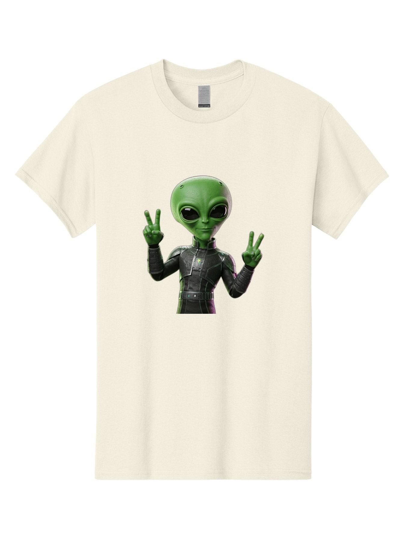 Alien-Peace-Sign-1 Men'S Graphic Tee, 100% Cotton, Comfortable Casual Summer Wear, Machine Washable, Alien Character, Peace Sign Gesture, Extraterrestrial Being, Futuristic Attire, Sci-Fi Design, Friendly Demeanor, Funny Face, V Sign, Bab630 4
