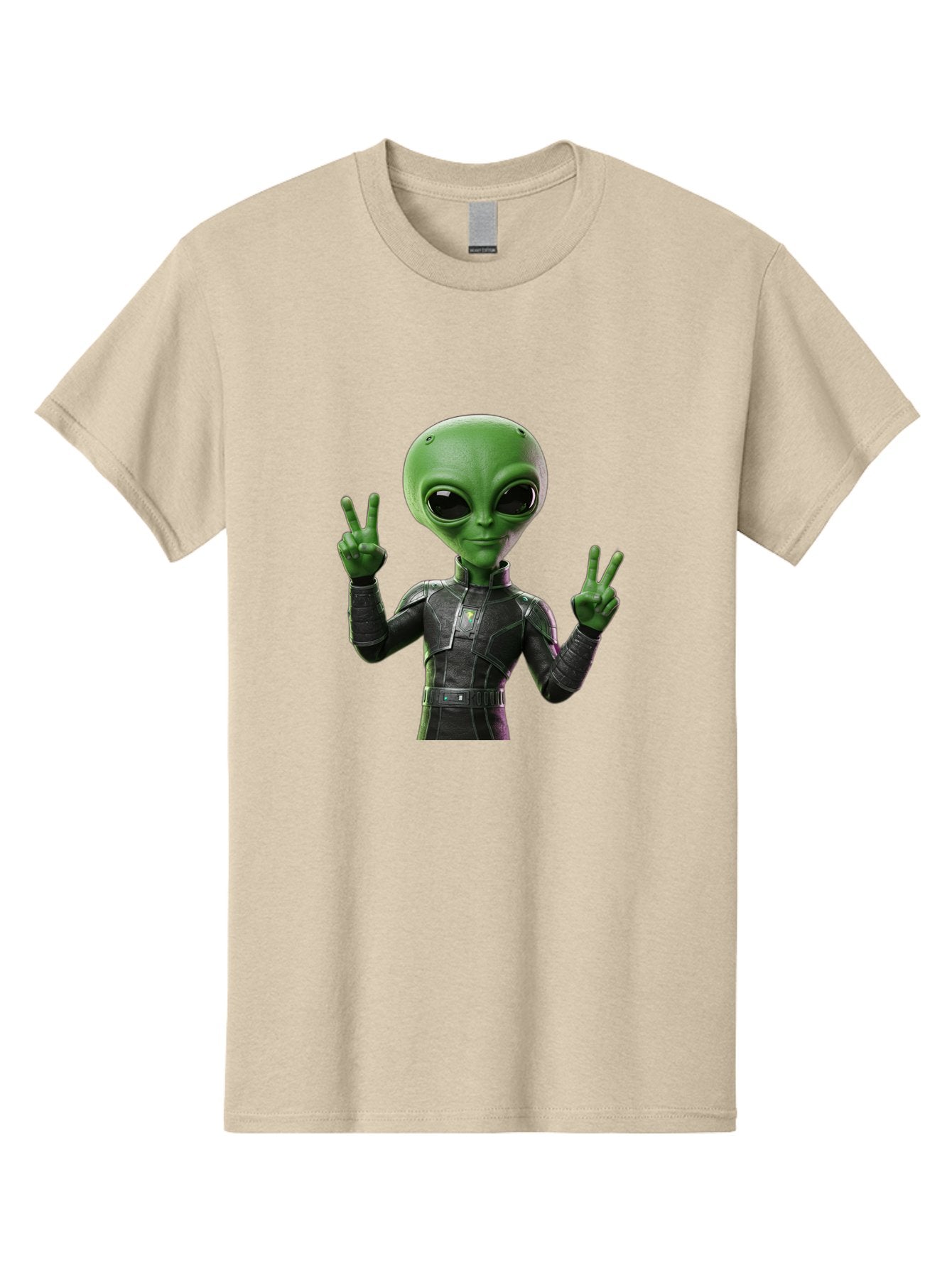 Alien-Peace-Sign-1 Men'S Graphic Tee, 100% Cotton, Comfortable Casual Summer Wear, Machine Washable, Alien Character, Peace Sign Gesture, Extraterrestrial Being, Futuristic Attire, Sci-Fi Design, Friendly Demeanor, Funny Face, V Sign, Bab630 8