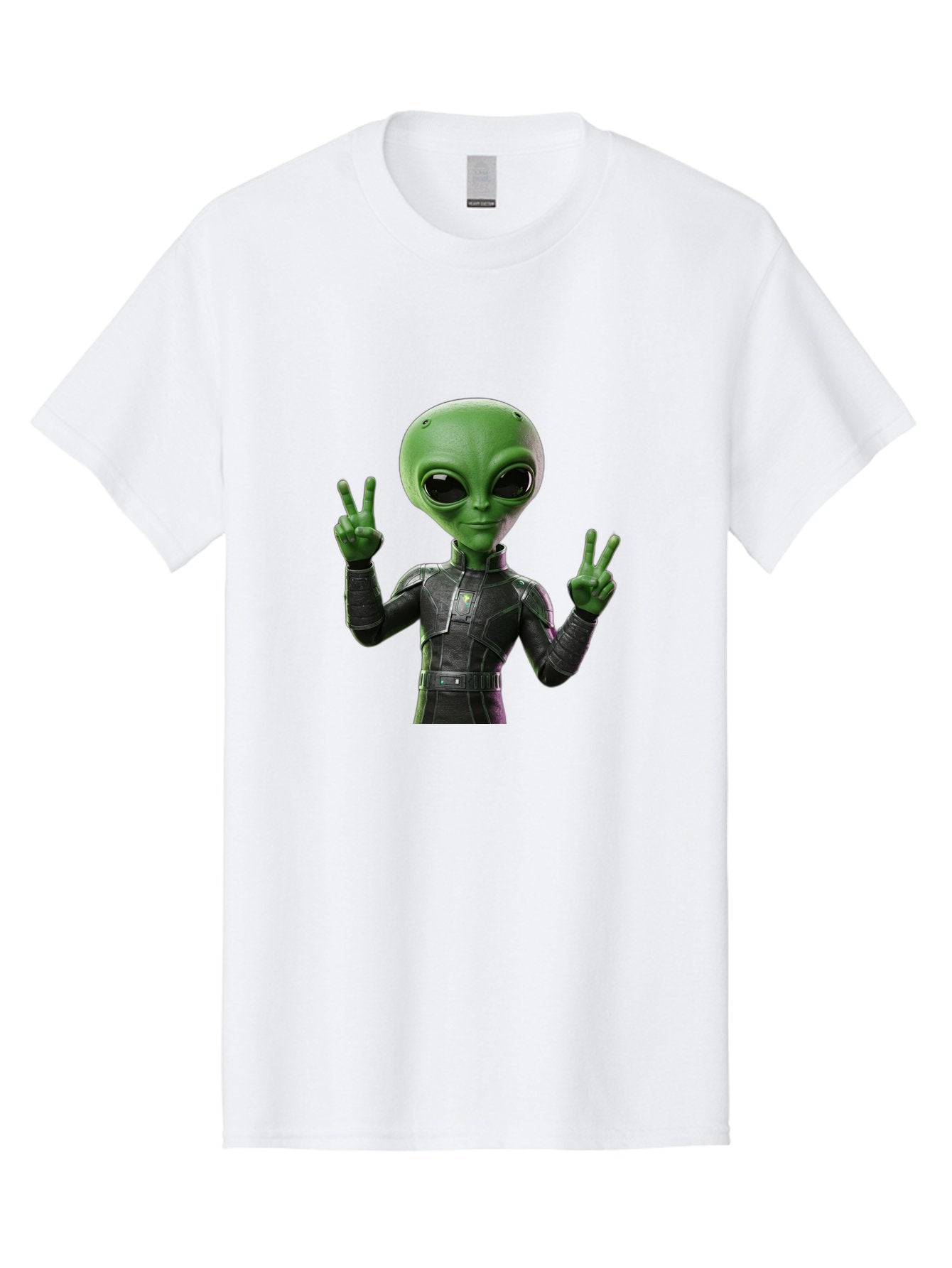 Alien-Peace-Sign-1 Men'S Graphic Tee, 100% Cotton, Comfortable Casual Summer Wear, Machine Washable, Alien Character, Peace Sign Gesture, Extraterrestrial Being, Futuristic Attire, Sci-Fi Design, Friendly Demeanor, Funny Face, V Sign, Bab630 14