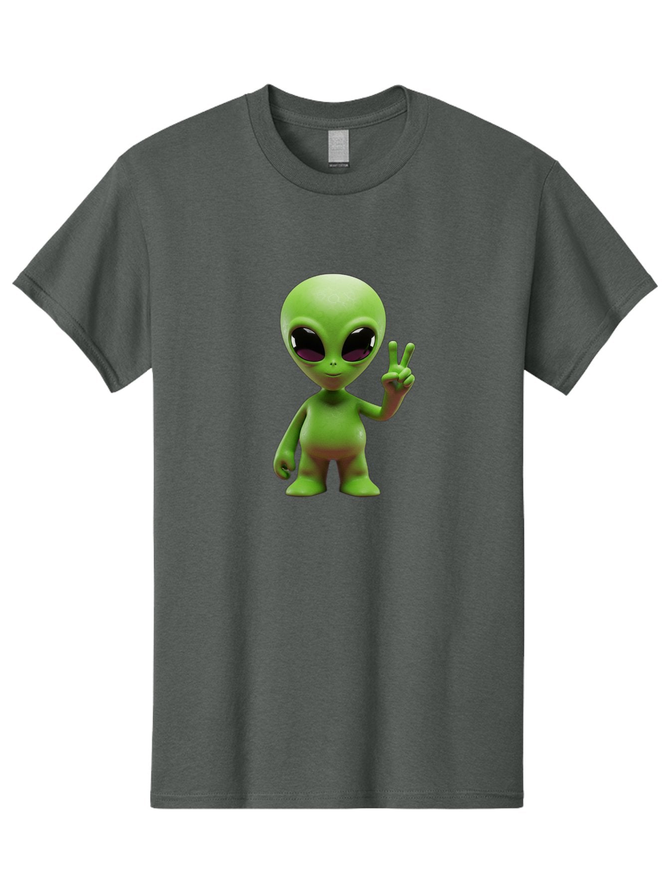 Alien-Peace-Sign-2 Men'S Graphic Tee, 100% Cotton, Comfortable Casual Summer Wear, Machine Washable, Alien Figure, Peace Sign, Friendly Gesture, Cartoon Character, E.T., Extraterrestrial Being, Fun, Quirky, Playful, 3D Rendering, Bab631 3