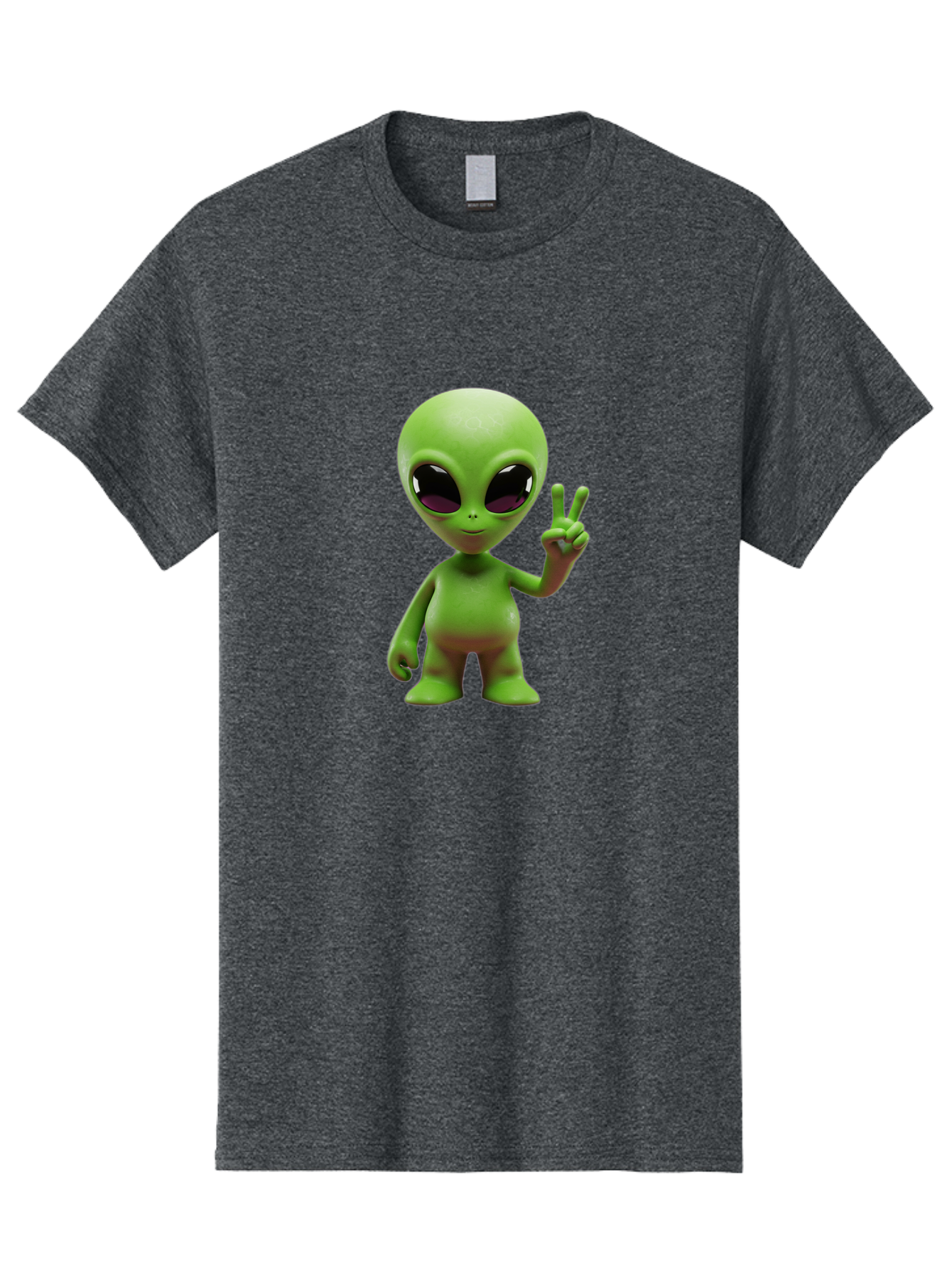 Alien-Peace-Sign-2 Men'S Graphic Tee, 100% Cotton, Comfortable Casual Summer Wear, Machine Washable, Alien Figure, Peace Sign, Friendly Gesture, Cartoon Character, E.T., Extraterrestrial Being, Fun, Quirky, Playful, 3D Rendering, Bab631