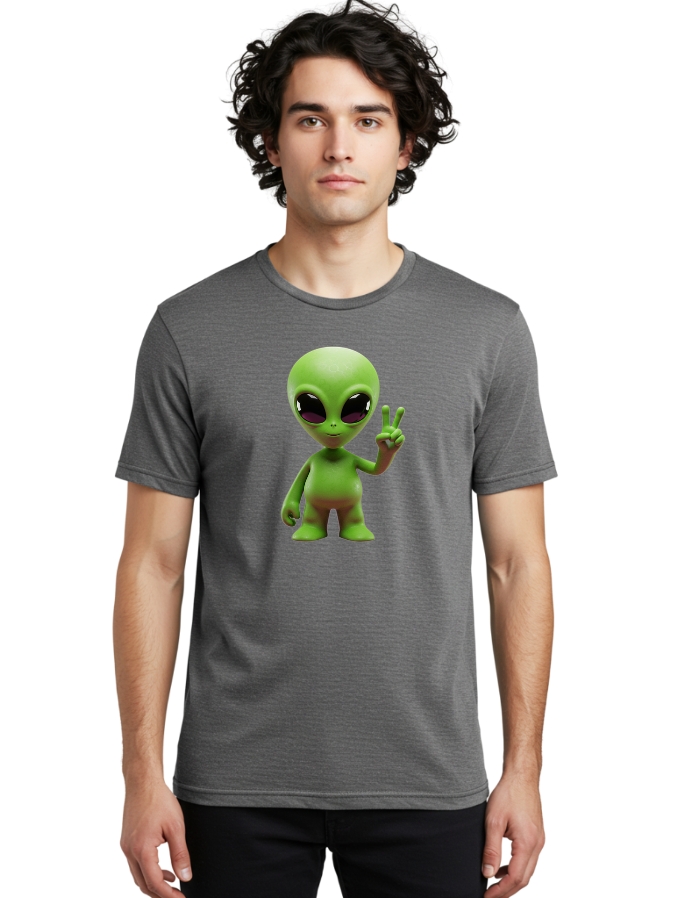 Alien-Peace-Sign-2 Men'S Graphic Tee, 100% Cotton, Comfortable Casual Summer Wear, Machine Washable, Alien Figure, Peace Sign, Friendly Gesture, Cartoon Character, E.T., Extraterrestrial Being, Fun, Quirky, Playful, 3D Rendering, Bab631 20