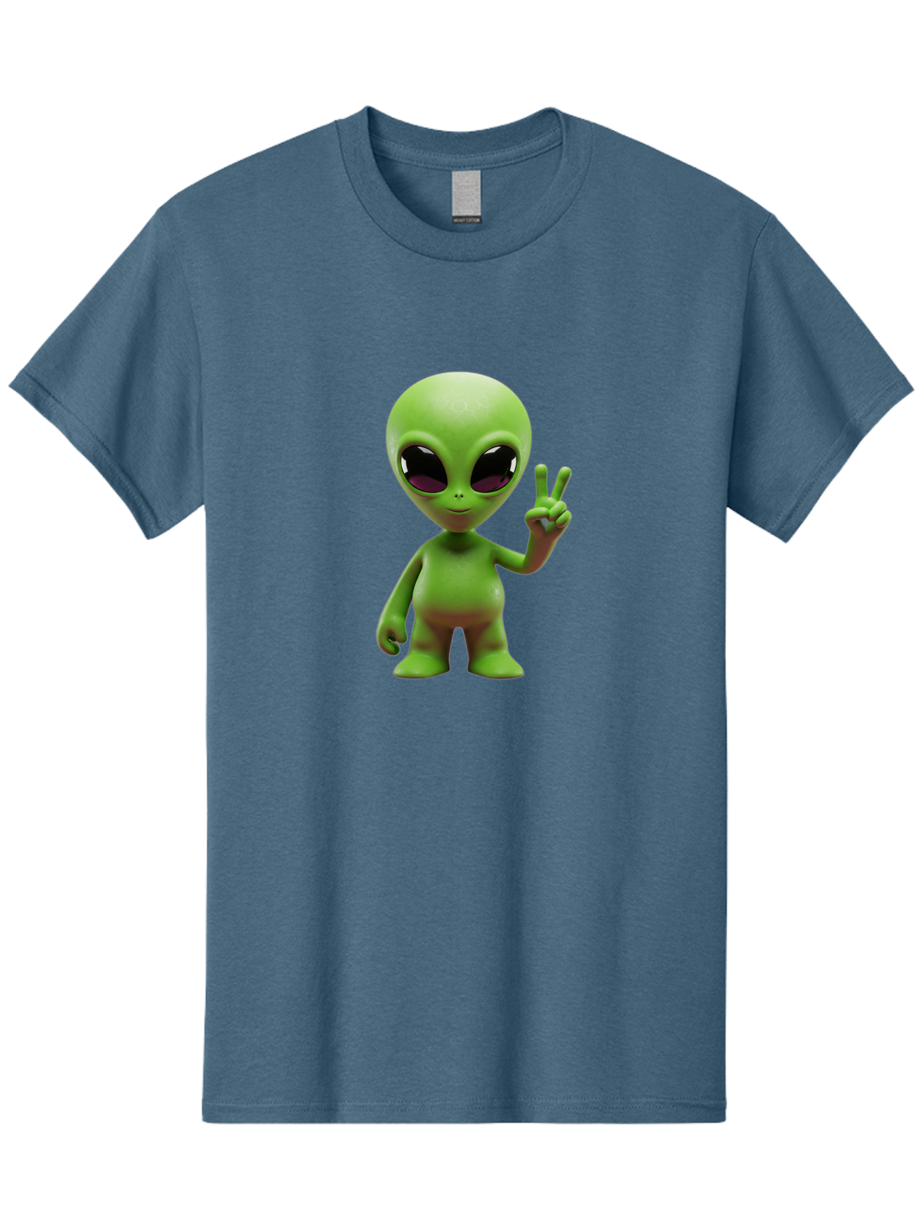 Alien-Peace-Sign-2 Men'S Graphic Tee, 100% Cotton, Comfortable Casual Summer Wear, Machine Washable, Alien Figure, Peace Sign, Friendly Gesture, Cartoon Character, E.T., Extraterrestrial Being, Fun, Quirky, Playful, 3D Rendering, Bab631 4