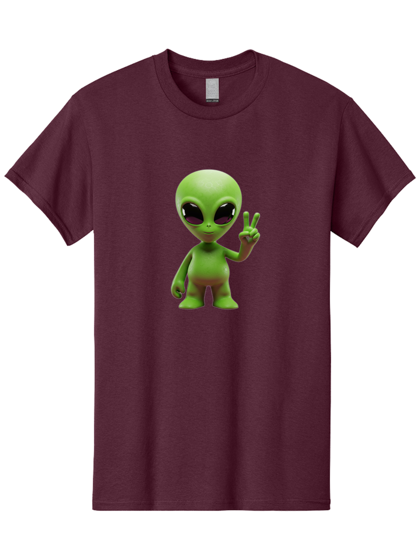 Alien-Peace-Sign-2 Men'S Graphic Tee, 100% Cotton, Comfortable Casual Summer Wear, Machine Washable, Alien Figure, Peace Sign, Friendly Gesture, Cartoon Character, E.T., Extraterrestrial Being, Fun, Quirky, Playful, 3D Rendering, Bab631