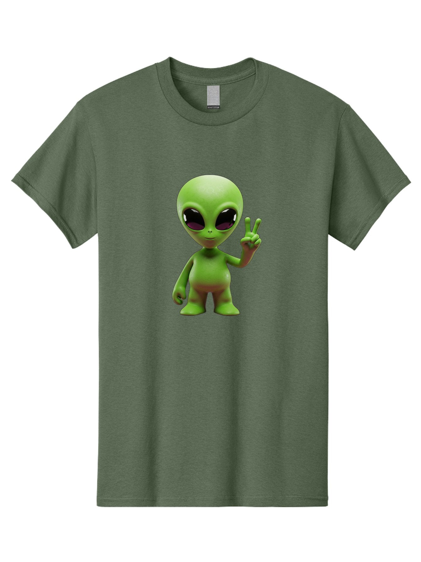 Alien-Peace-Sign-2 Men'S Graphic Tee, 100% Cotton, Comfortable Casual Summer Wear, Machine Washable, Alien Figure, Peace Sign, Friendly Gesture, Cartoon Character, E.T., Extraterrestrial Being, Fun, Quirky, Playful, 3D Rendering, Bab631 5