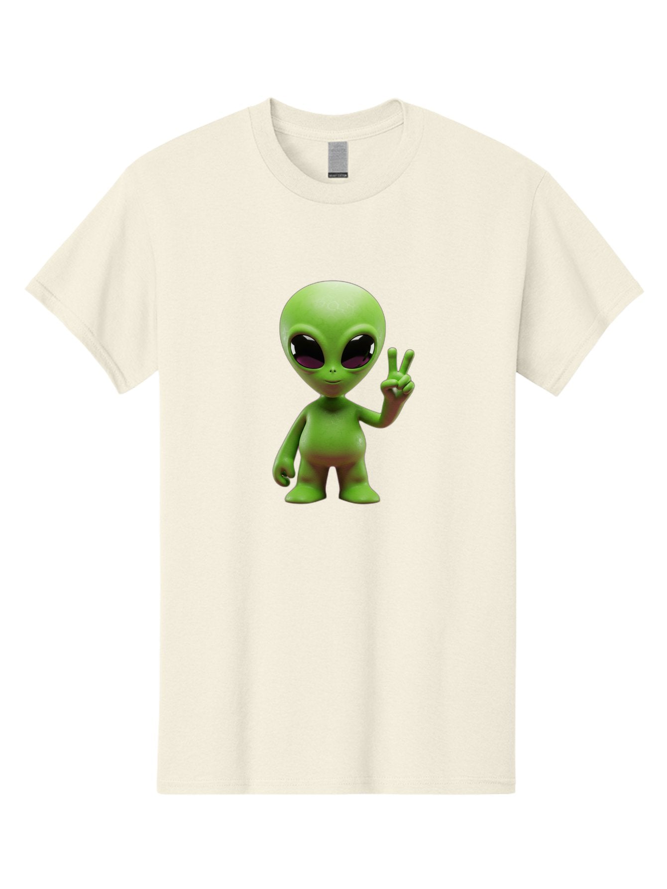 Alien-Peace-Sign-2 Men'S Graphic Tee, 100% Cotton, Comfortable Casual Summer Wear, Machine Washable, Alien Figure, Peace Sign, Friendly Gesture, Cartoon Character, E.T., Extraterrestrial Being, Fun, Quirky, Playful, 3D Rendering, Bab631