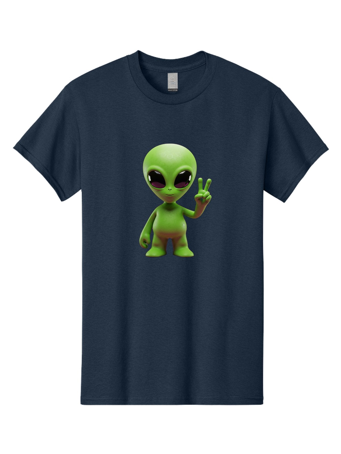 Alien-Peace-Sign-2 Men'S Graphic Tee, 100% Cotton, Comfortable Casual Summer Wear, Machine Washable, Alien Figure, Peace Sign, Friendly Gesture, Cartoon Character, E.T., Extraterrestrial Being, Fun, Quirky, Playful, 3D Rendering, Bab631 4