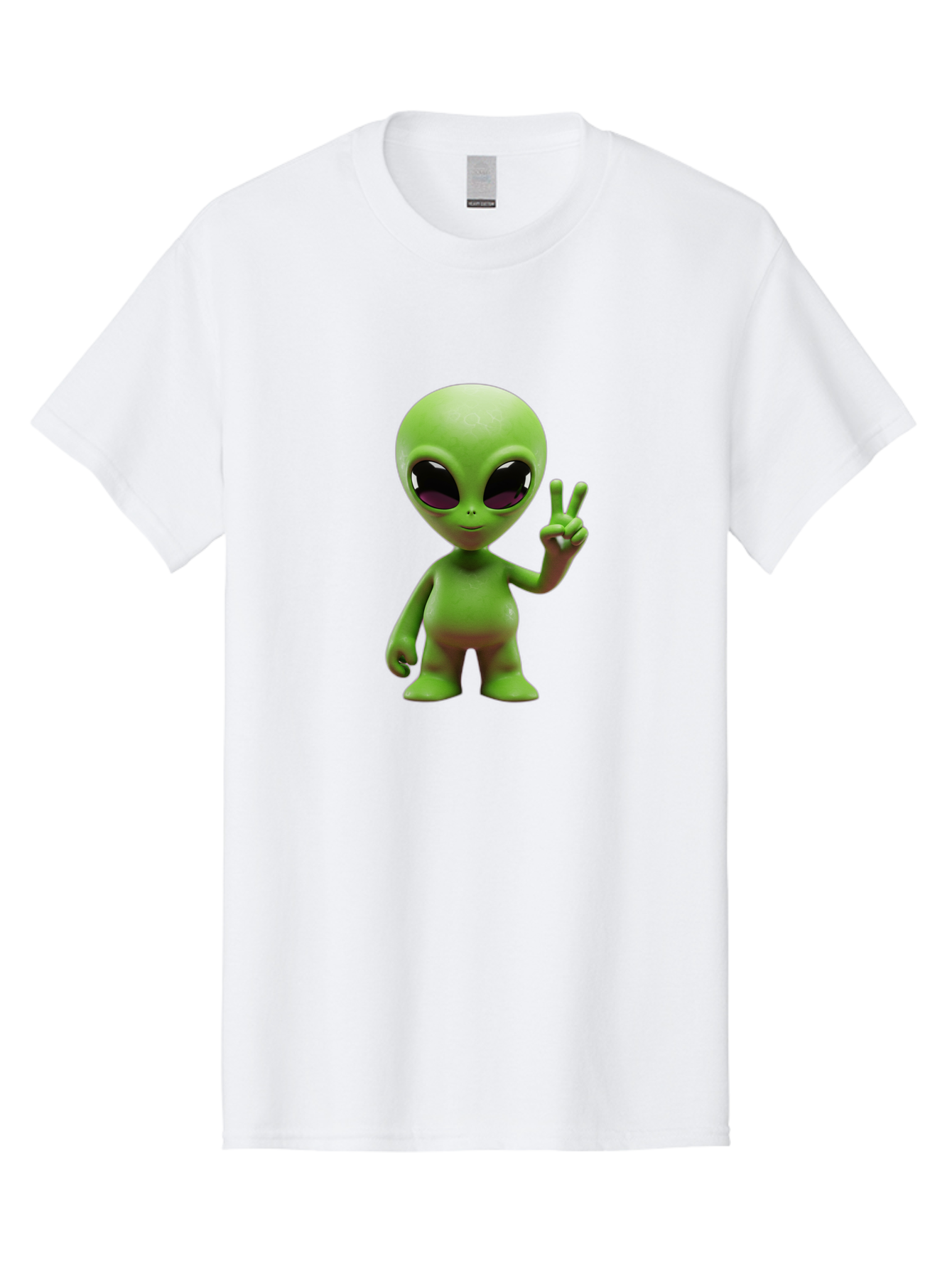 Alien-Peace-Sign-2 Men'S Graphic Tee, 100% Cotton, Comfortable Casual Summer Wear, Machine Washable, Alien Figure, Peace Sign, Friendly Gesture, Cartoon Character, E.T., Extraterrestrial Being, Fun, Quirky, Playful, 3D Rendering, Bab631 3