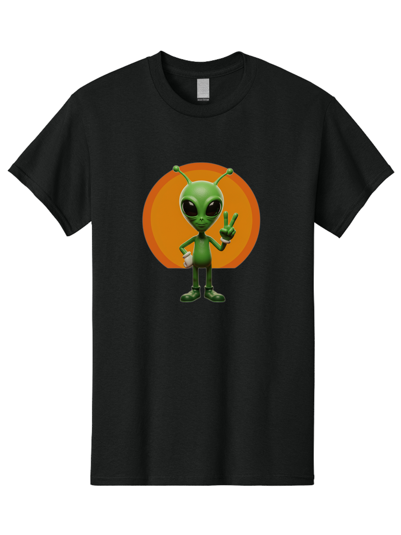 Alien-Peace-Sign Men'S Graphic Tee, 100% Cotton, Comfortable Casual Summer Wear, Machine Washable, Alien Character, Peace Sign, Green Alien, Cartoon Style, Friendly Gesture, Large Eyes, Antennae, Fun Illustration, Cosmic Being Bab633 13