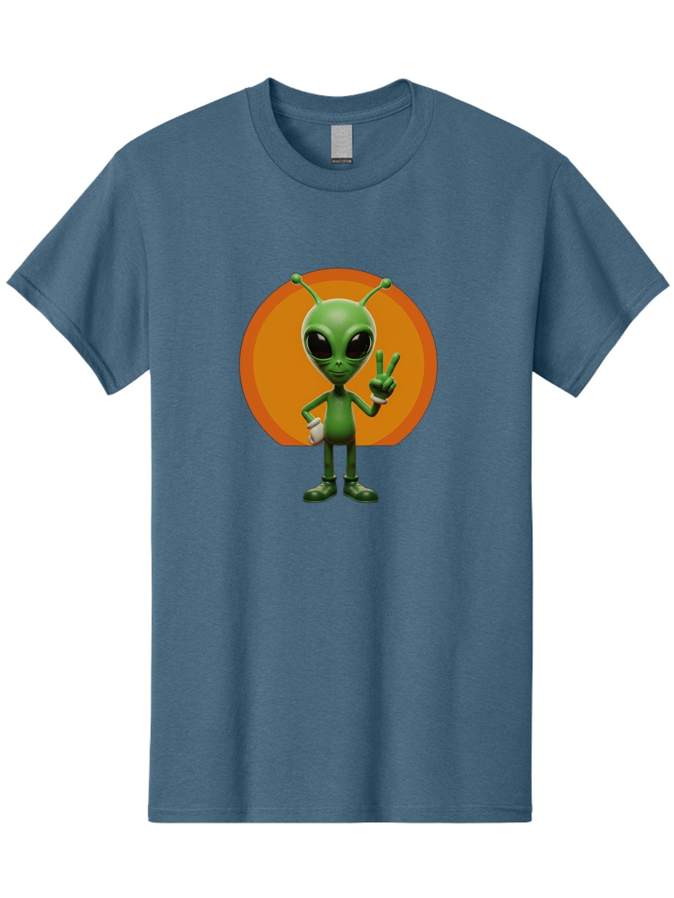 Alien-Peace-Sign Men'S Graphic Tee, 100% Cotton, Comfortable Casual Summer Wear, Machine Washable, Alien Character, Peace Sign, Green Alien, Cartoon Style, Friendly Gesture, Large Eyes, Antennae, Fun Illustration, Cosmic Being Bab633 8