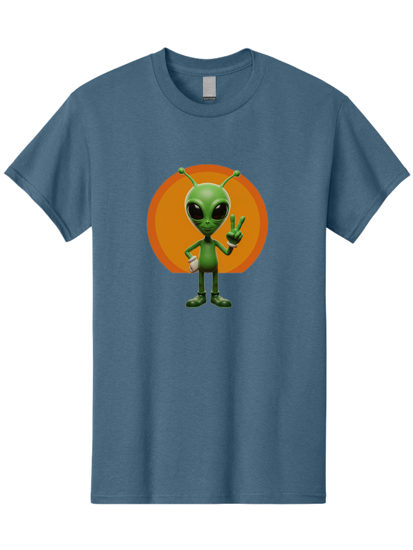 Alien-Peace-Sign Men'S Graphic Tee, 100% Cotton, Comfortable Casual Summer Wear, Machine Washable, Alien Character, Peace Sign, Green Alien, Cartoon Style, Friendly Gesture, Large Eyes, Antennae, Fun Illustration, Cosmic Being Bab633 6