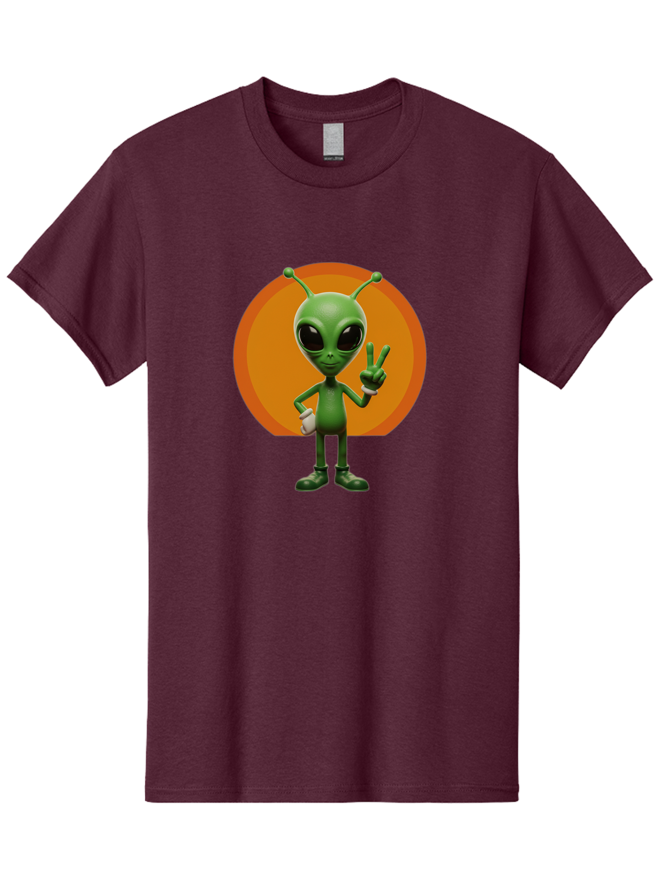 Alien-Peace-Sign Men'S Graphic Tee, 100% Cotton, Comfortable Casual Summer Wear, Machine Washable, Alien Character, Peace Sign, Green Alien, Cartoon Style, Friendly Gesture, Large Eyes, Antennae, Fun Illustration, Cosmic Being Bab633 10