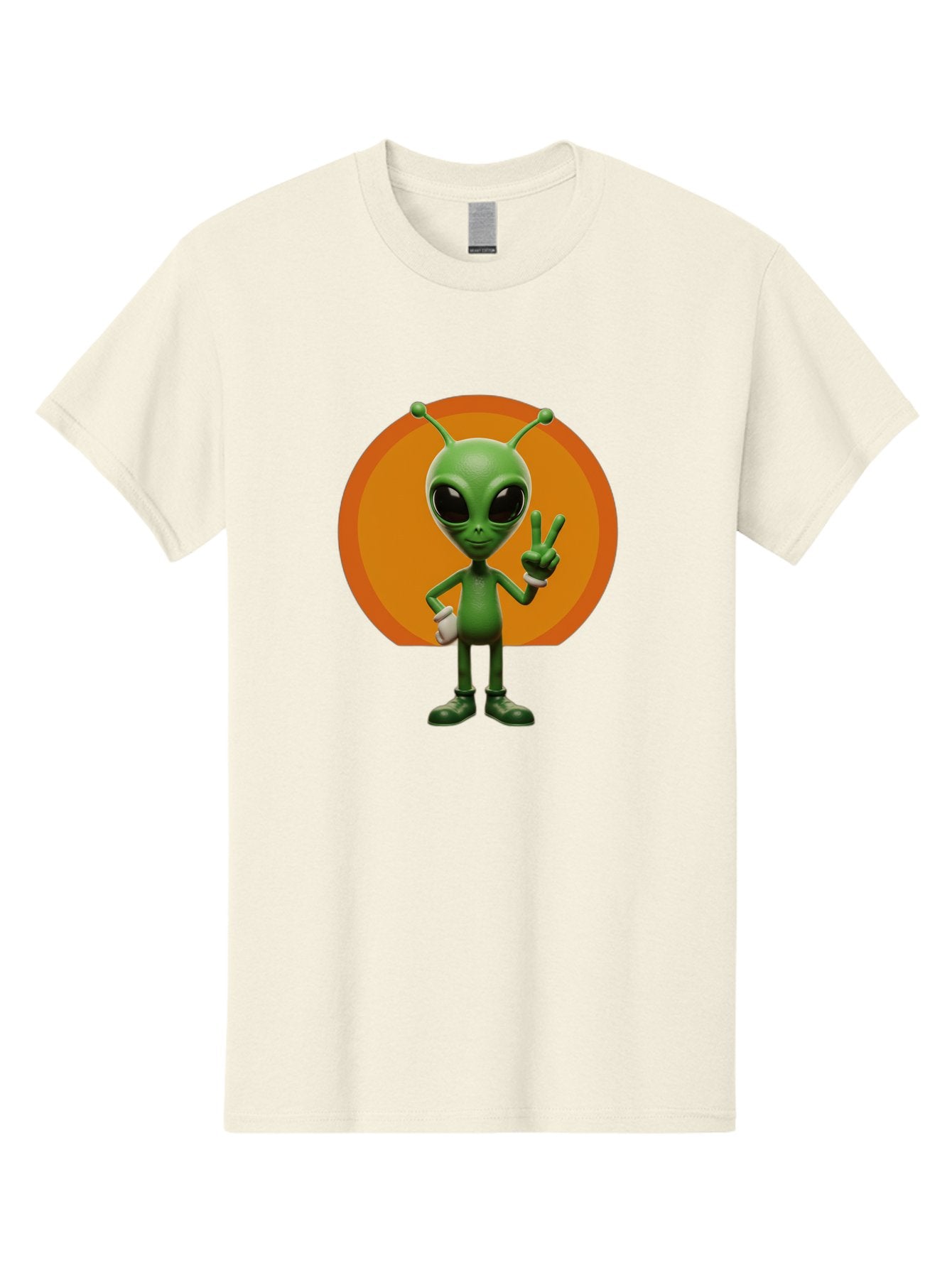 Alien-Peace-Sign Men'S Graphic Tee, 100% Cotton, Comfortable Casual Summer Wear, Machine Washable, Alien Character, Peace Sign, Green Alien, Cartoon Style, Friendly Gesture, Large Eyes, Antennae, Fun Illustration, Cosmic Being Bab633 10