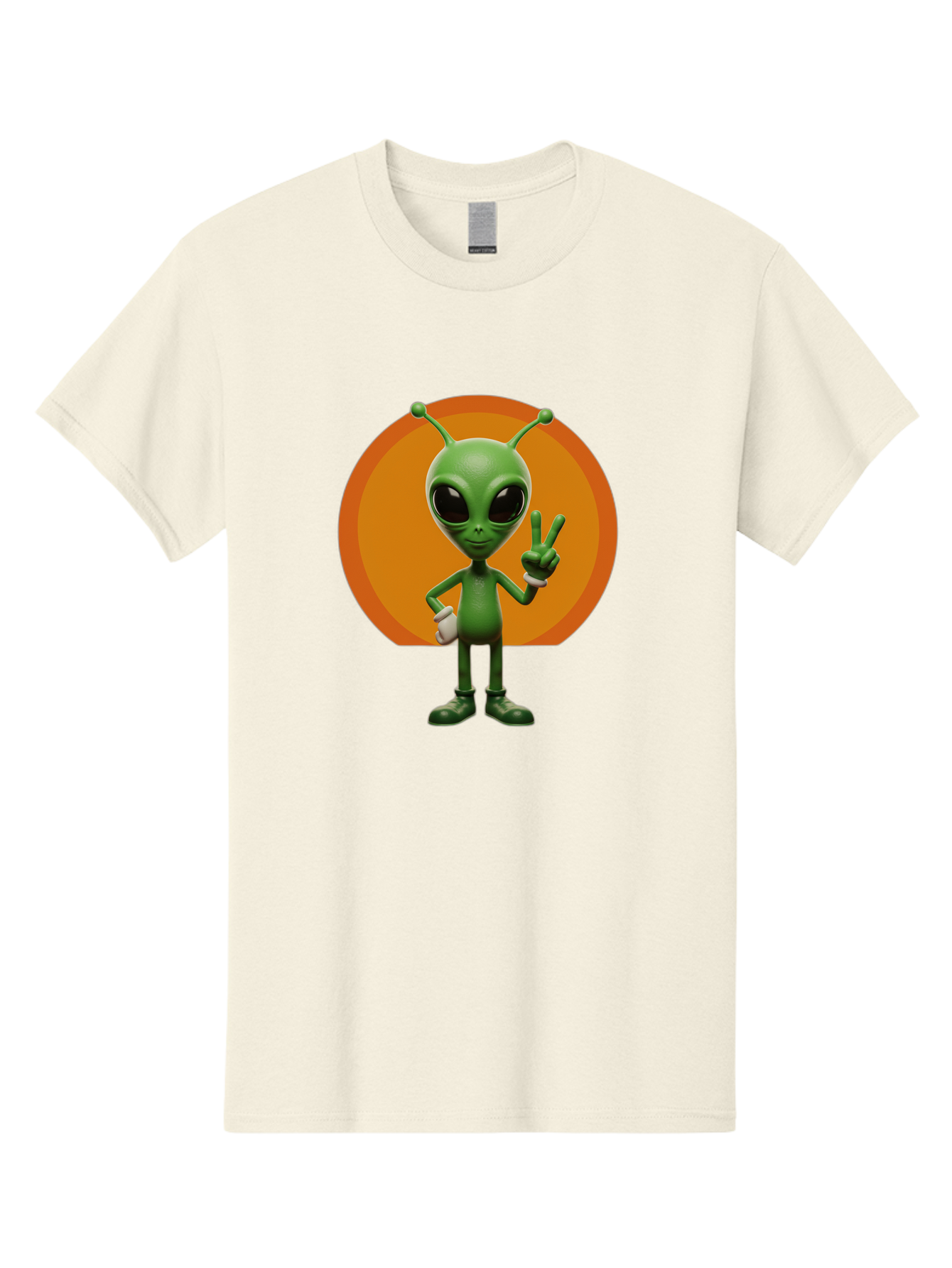 Alien-Peace-Sign Men'S Graphic Tee, 100% Cotton, Comfortable Casual Summer Wear, Machine Washable, Alien Character, Peace Sign, Green Alien, Cartoon Style, Friendly Gesture, Large Eyes, Antennae, Fun Illustration, Cosmic Being Bab633 14